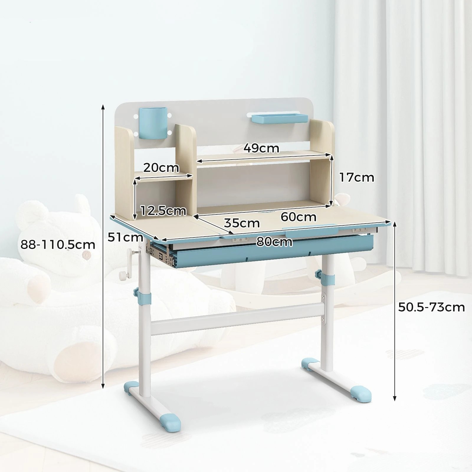 5 Costway Study Desk Height Adjustbale Table w/Tiltable Top, 5 of 5
