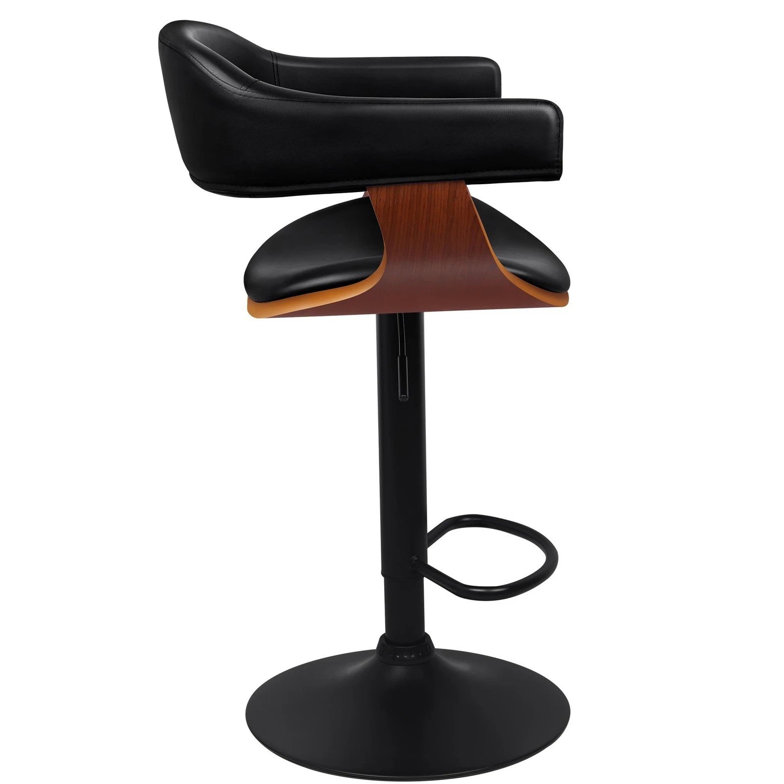4 Alfordson 4x Bar Stool Joan Kitchen Swivel Chair Wooden Leather Gas Lift - Black, 4 of 9