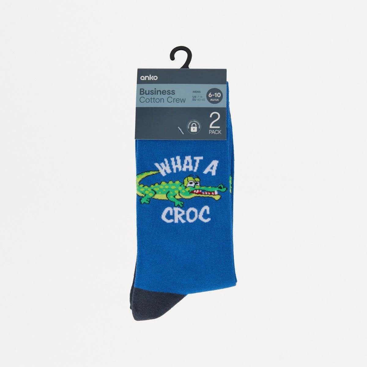 3 2 Pack Novelty Pattern Socks WHAT A CROC, 3 of 3