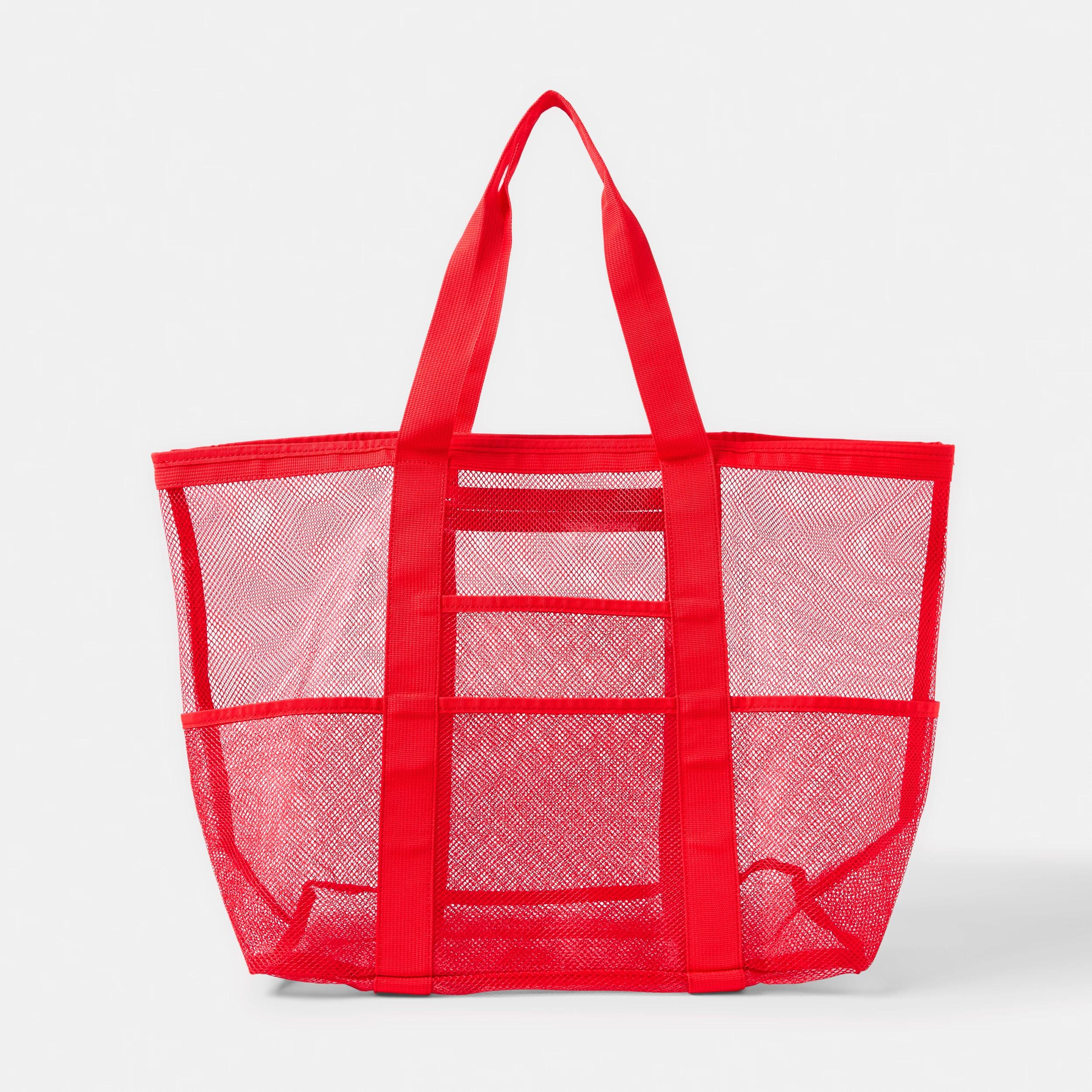 1 Mesh Beach Tote Bag Red, 1 of 5