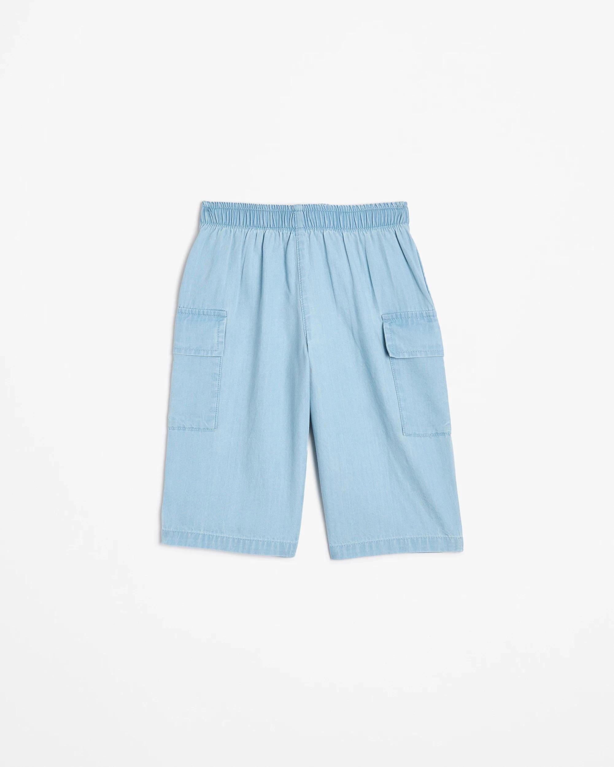 1 Target Baby Girls Wide Leg Chambray Pant CHAMBRAY BLUE MID WASH, 1 of 3