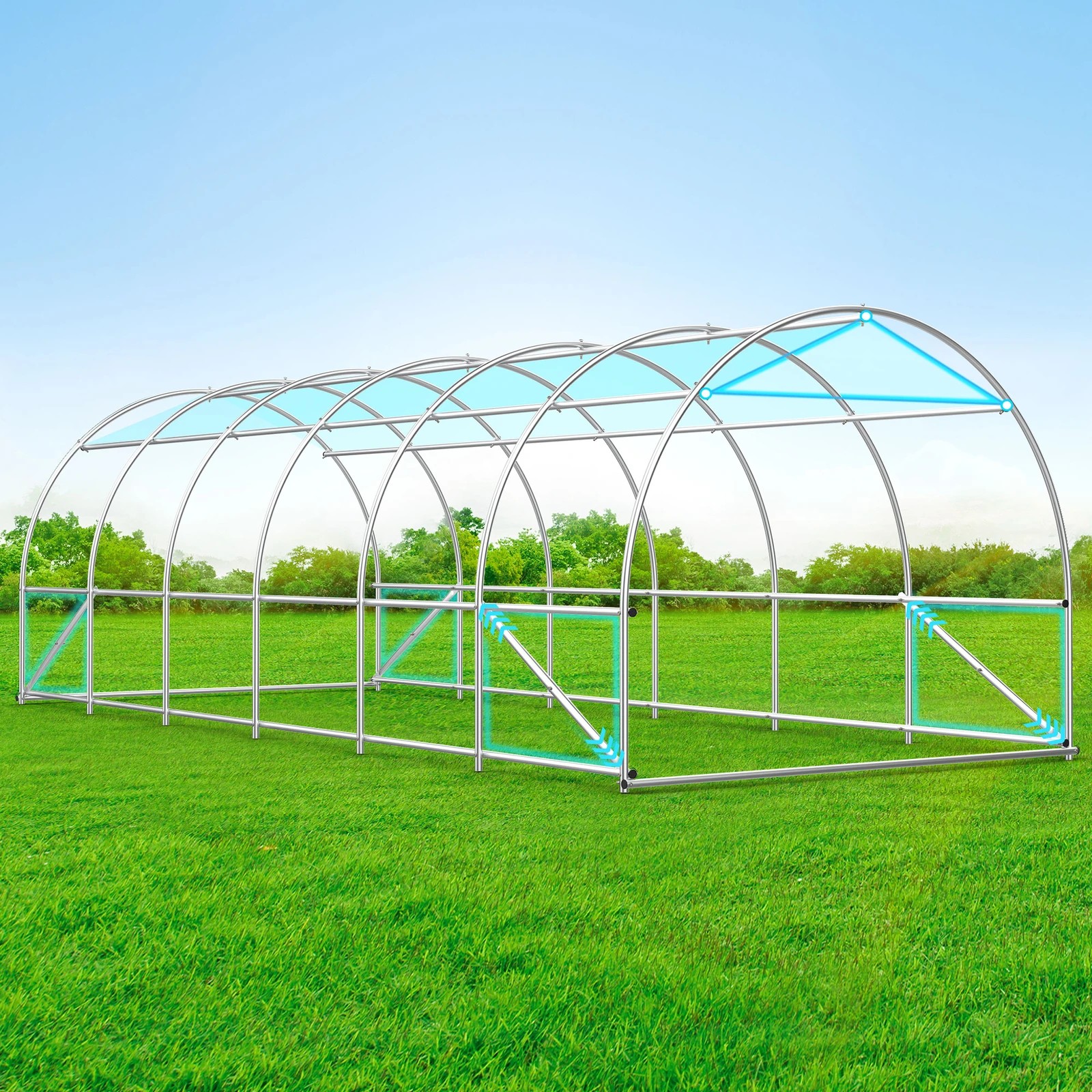 4 Alfordson Greenhouse Dome Shed Green House 6x3x2M - Green, 4 of 6