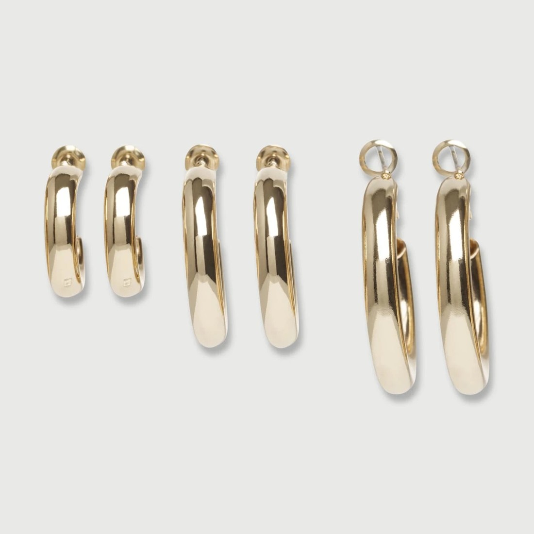 1 3 Pack Chunky Hoop Earrings - Gold Tone, 1 of 3