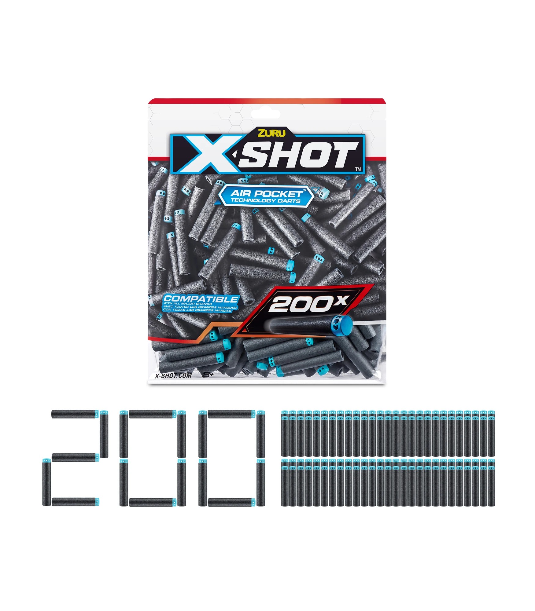 2 XSHOT Excel Darts Refill Pack (200 Darts) by ZURU - Grey, 2 of 8