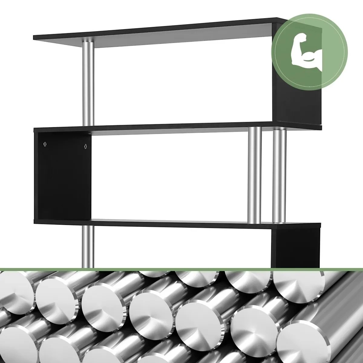 6 AUSWAY Home Office Computer Desk Corner Table Tier Bookshelf Storage L-Shaped Rotating Table Black, 6 of 7