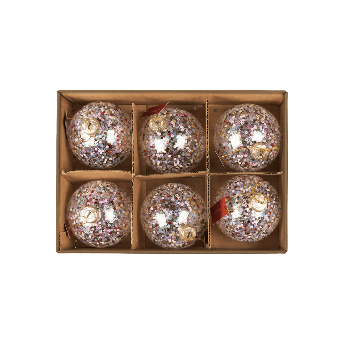 5 Christabelle Clear Glass Baubles 6pcs With Colourful Sequins Balls Christmas Tree Decoration Ornament, 5 of 6