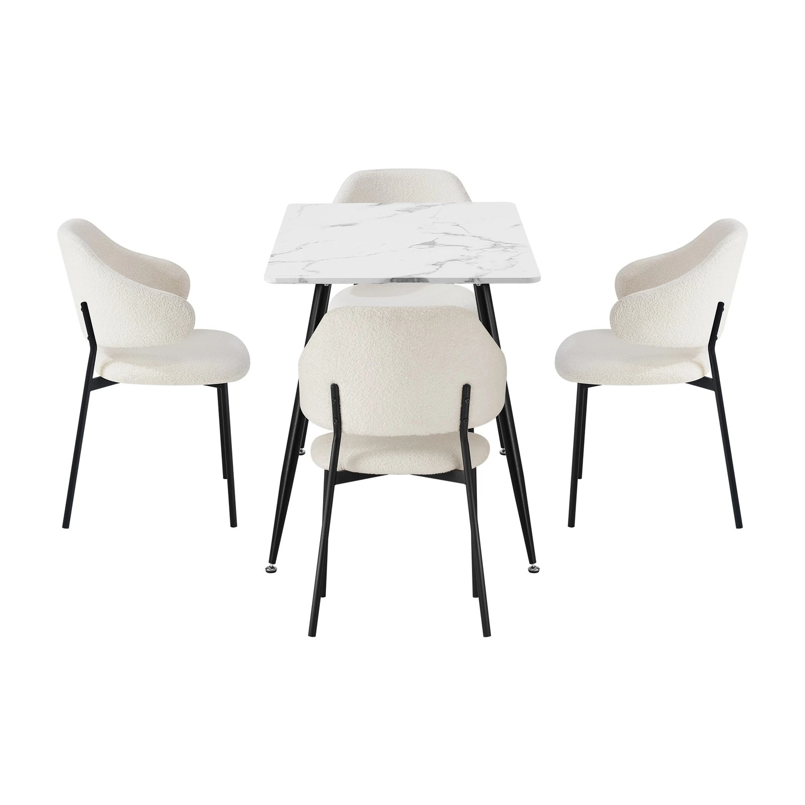 9 Oikiture 120cm Rectangle Dining Table with 4PCS Dining Chairs Sherpa - Multi, 9 of 9