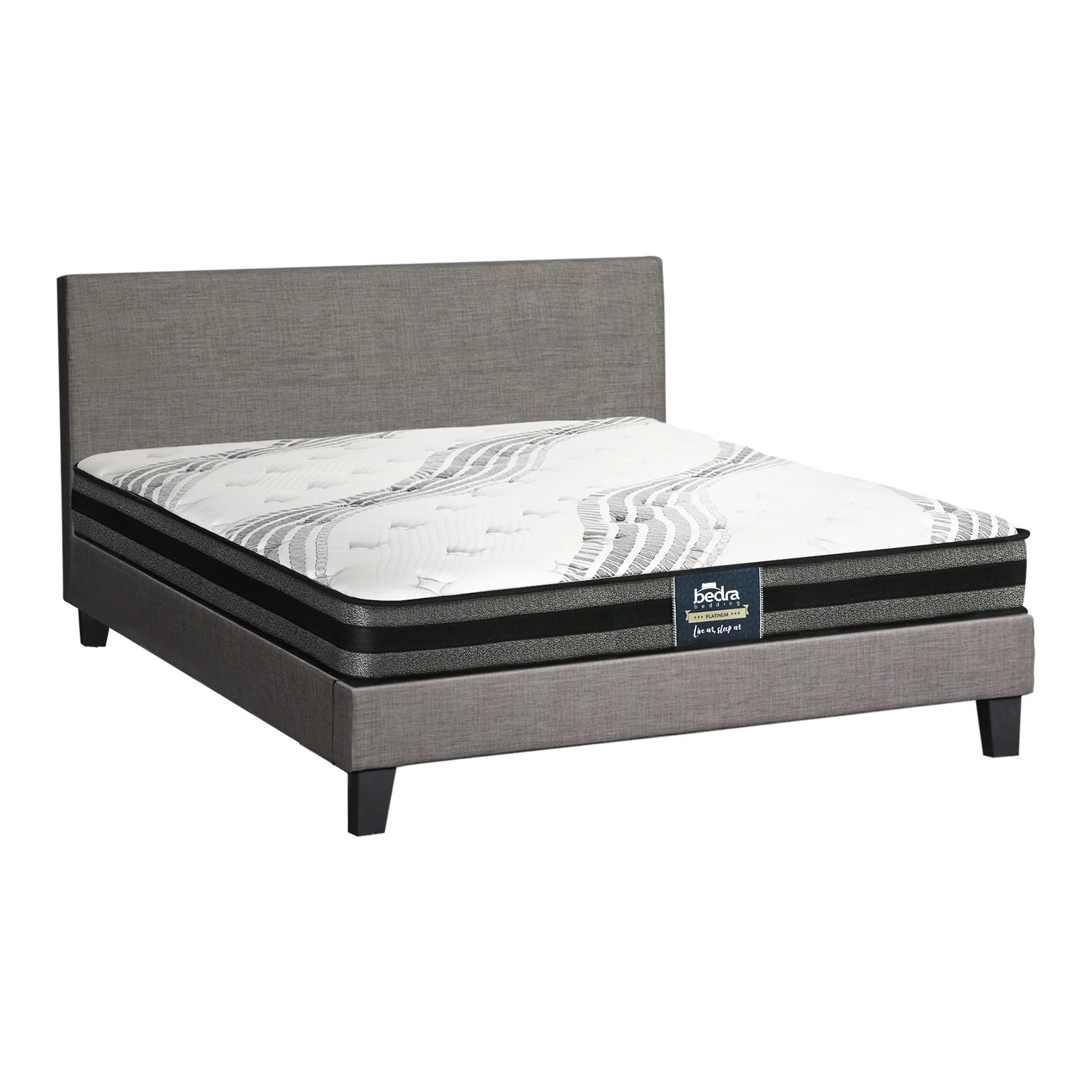 1 Oikiture Double Bed Frame With Mattress Set
 - Grey, 1 of 10