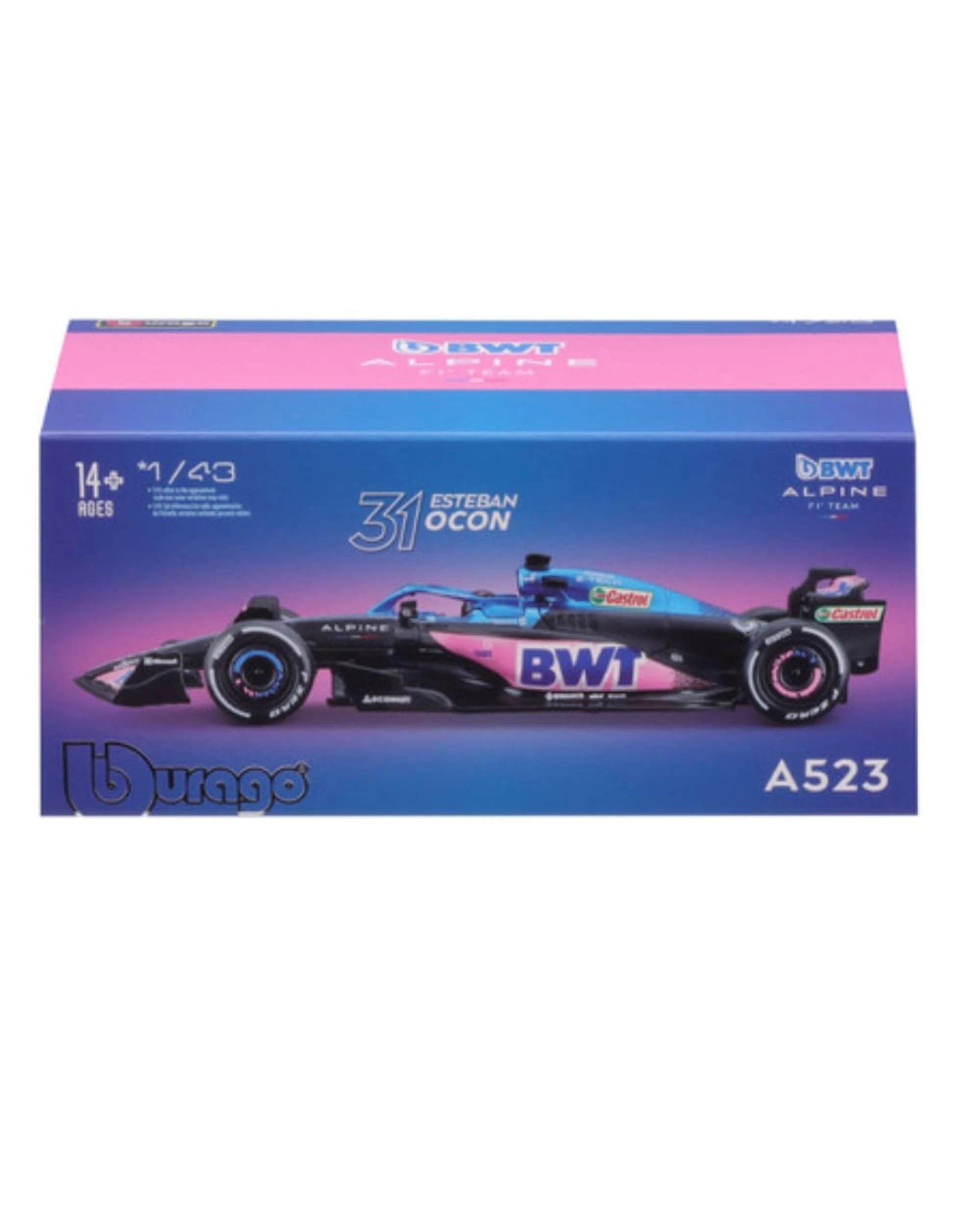 1 Bburago Formula Racing 2023 Renault Alpine A523 #31 Esteban Ocon With Helmet 1:43 Scale Diecast Vehicle, 1 of 1