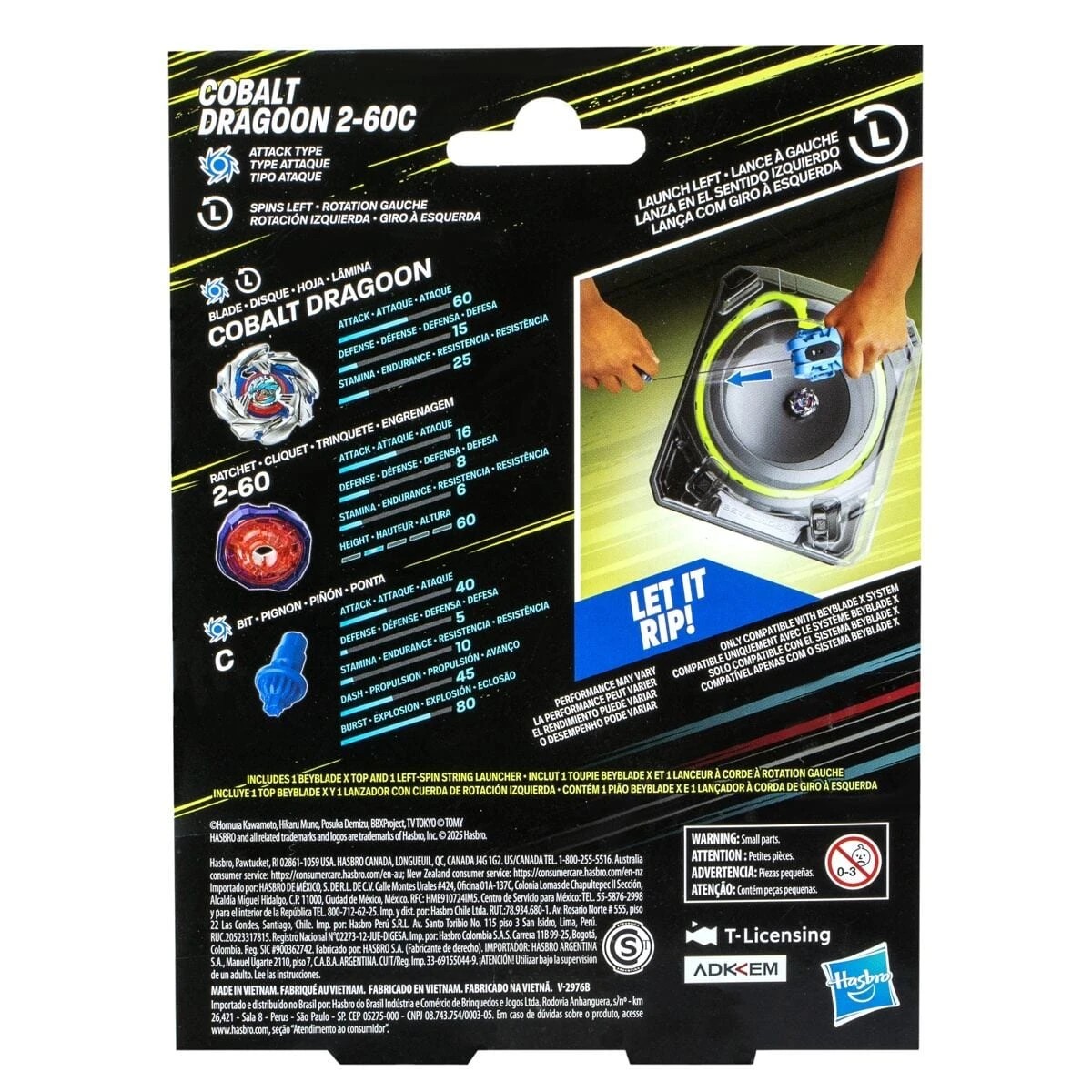 3 Beyblade X Cobalt Dragon 2-60C Deluxe Left-Spin String Launcher Set, 3 of 3