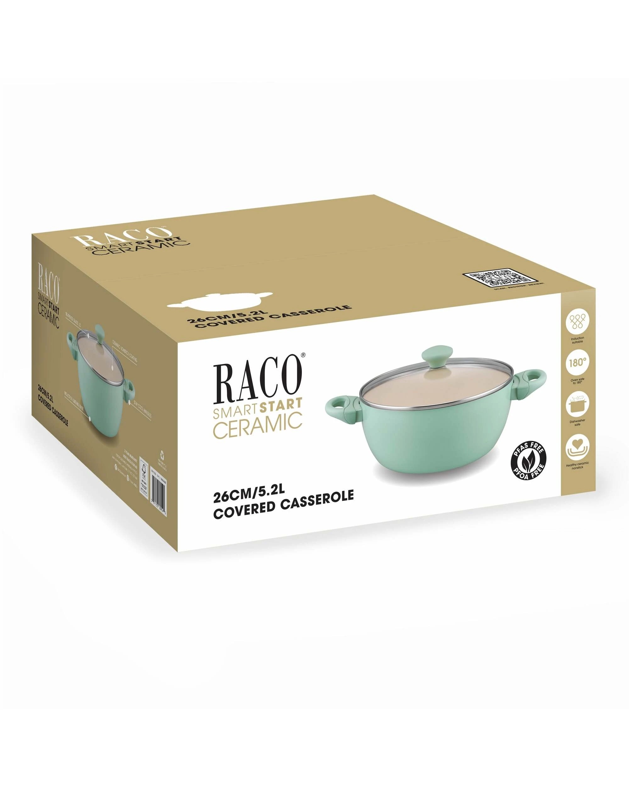 2 RACO SmartStart Ceramic Nonstick Induction Covered Casserole 26cm/5.2L Lichen - Green, 2 of 2