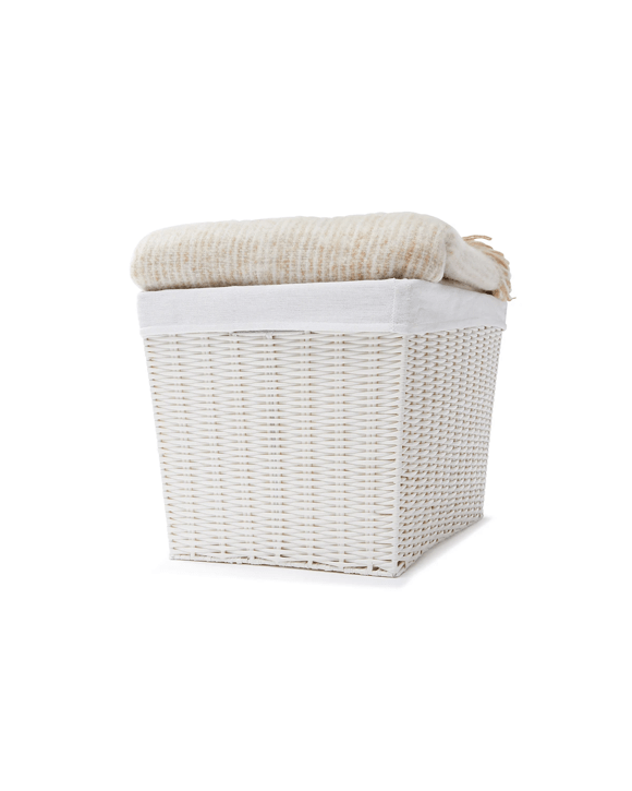 Rattan Look Basket with Liner - Large, White