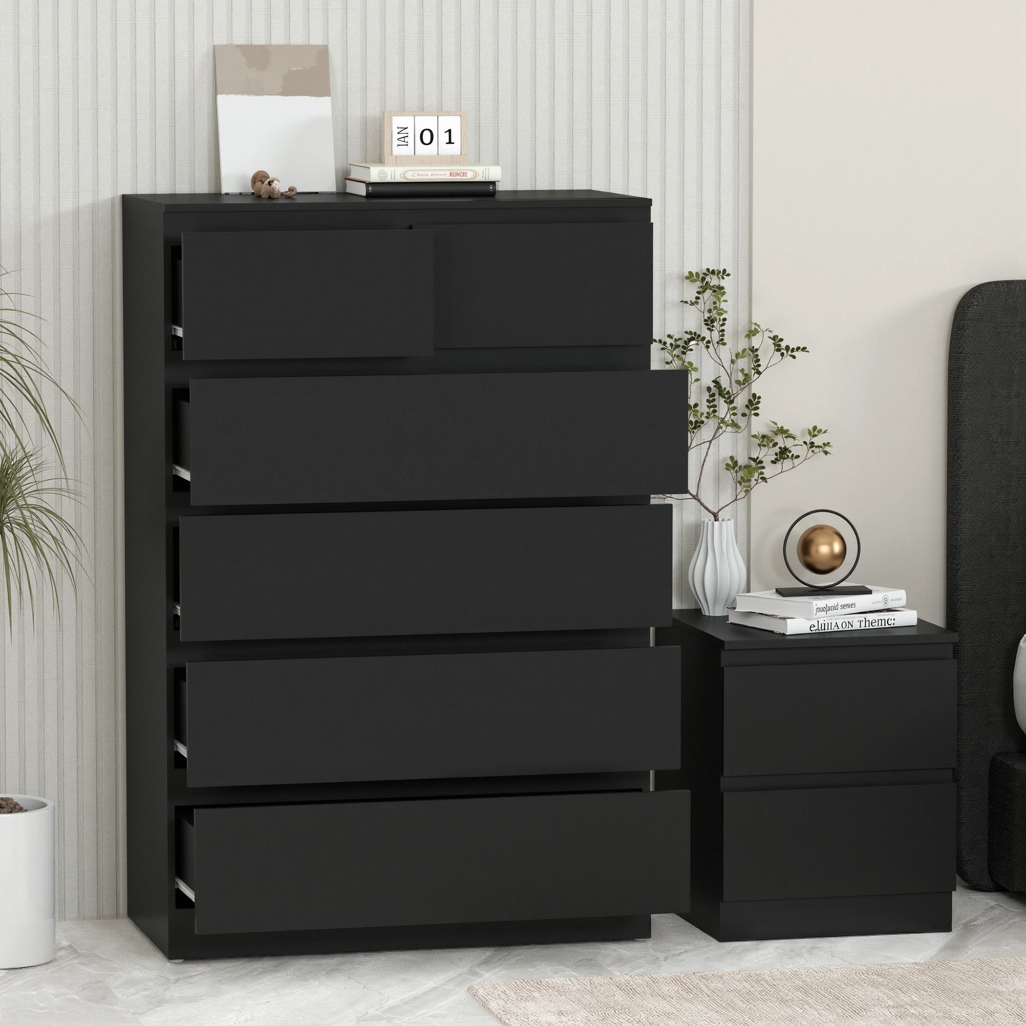 6 Artiss 6 Chest of Drawers Tallboy PEPE - Black, 6 of 10