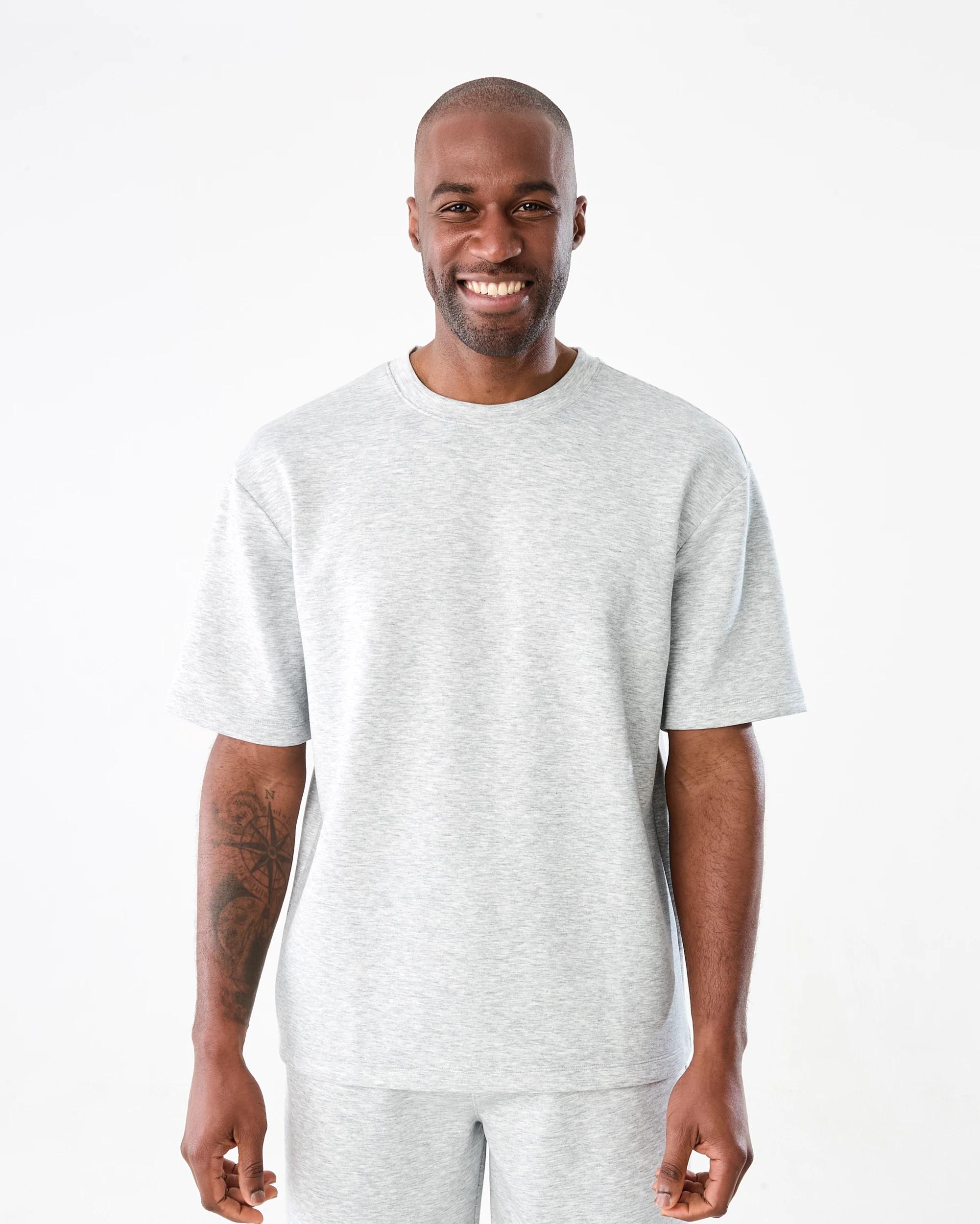 1 Active Mens Oversized Scuba T-shirt GREY MARLE CORE, 1 of 7