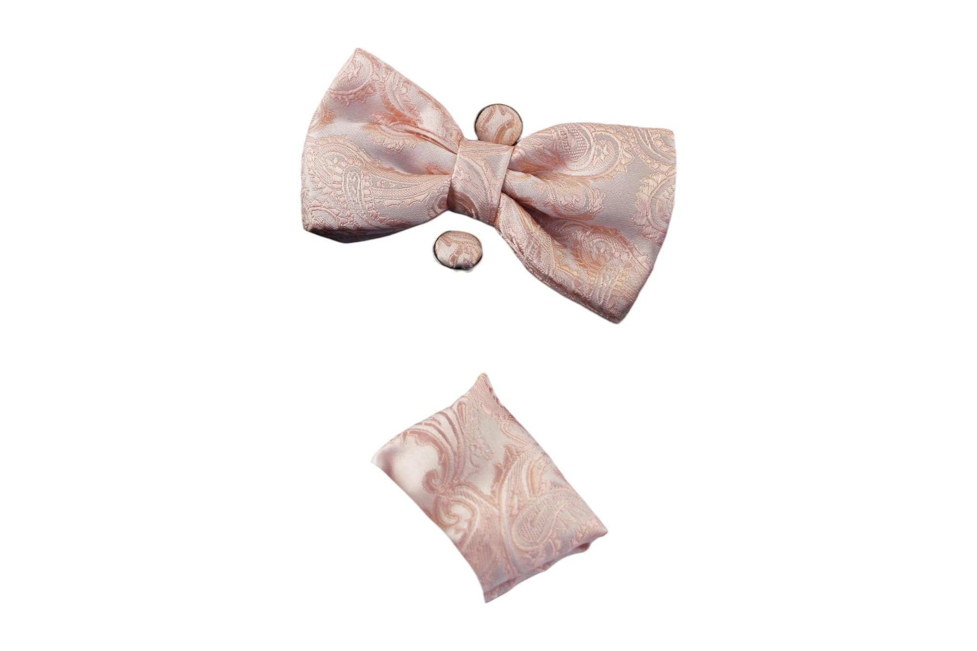 1 Zasel Mens Paisley Matching Bow Tie, Pocket Square & Cuff Links Set - Pink - Pink, 1 of 1