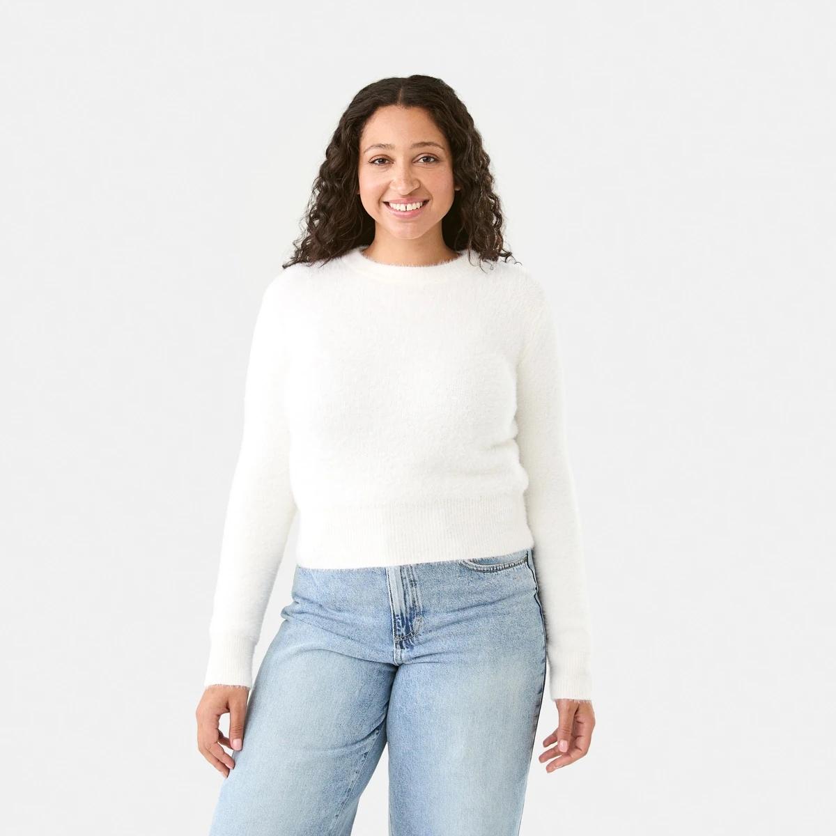 1 Eyelash Jumper Snw White, 1 of 6