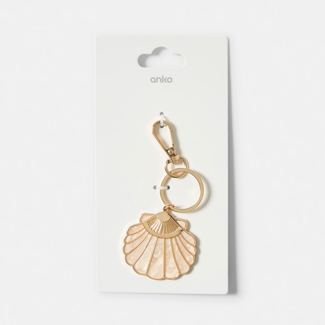 5 Large Shell Bag Charm Keyring - Gold Tone, 5 of 5