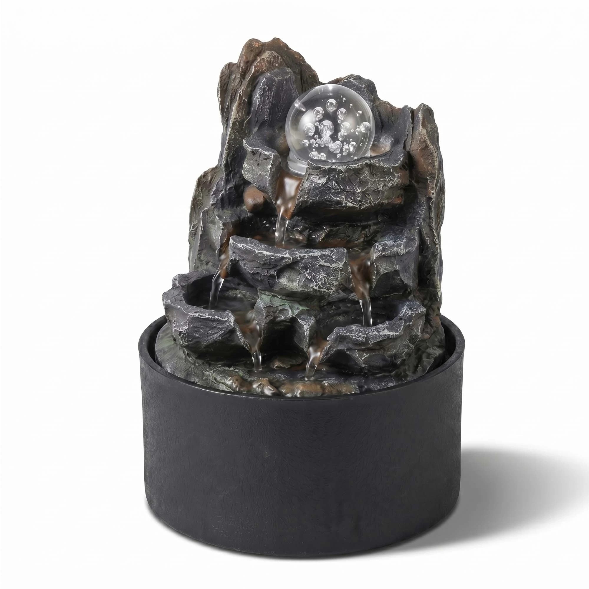 2 Spector Tabletop Water Fountain Resin Indoor Water Feature  3 Flow Levels Office, 2 of 8