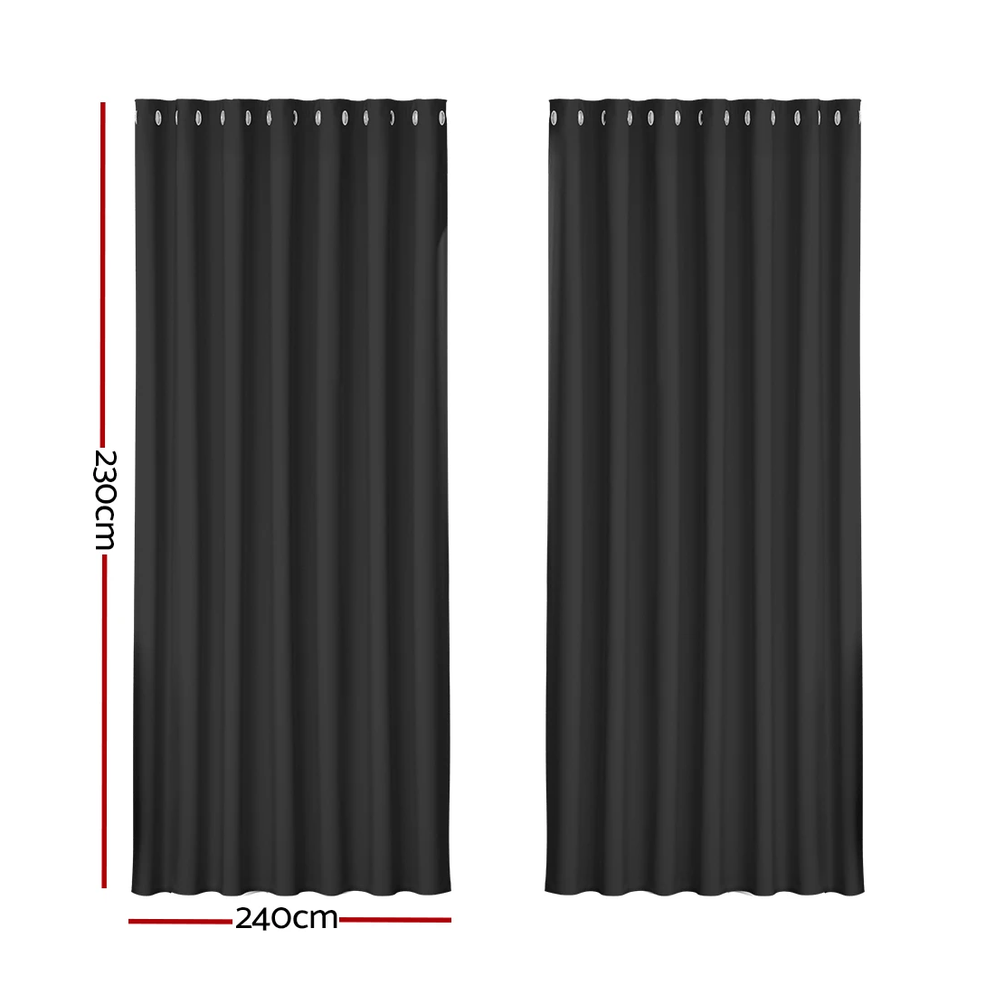 2 Artiss 2X Blockout Curtains Eyelet 240x230cm - Black, 2 of 6