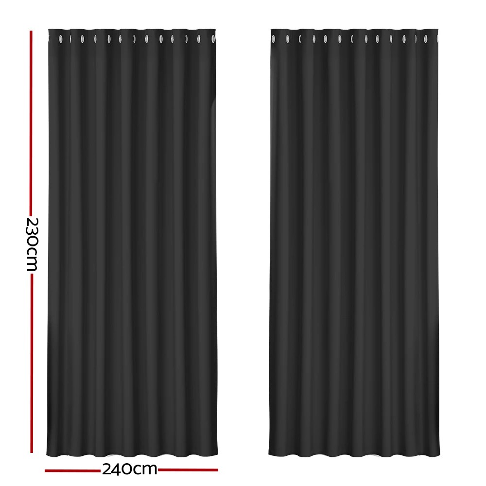 2 Artiss 2X Blockout Curtains Eyelet 240x230cm - Black, 2 of 6