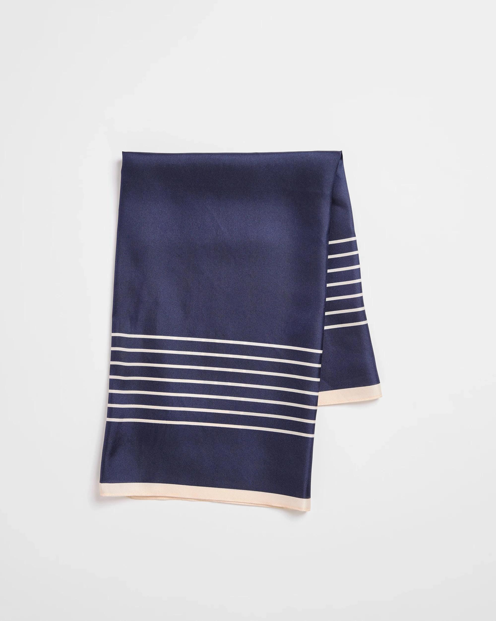 1 Target Square Silk Twill Scarf NAVY STRIPE, 1 of 2