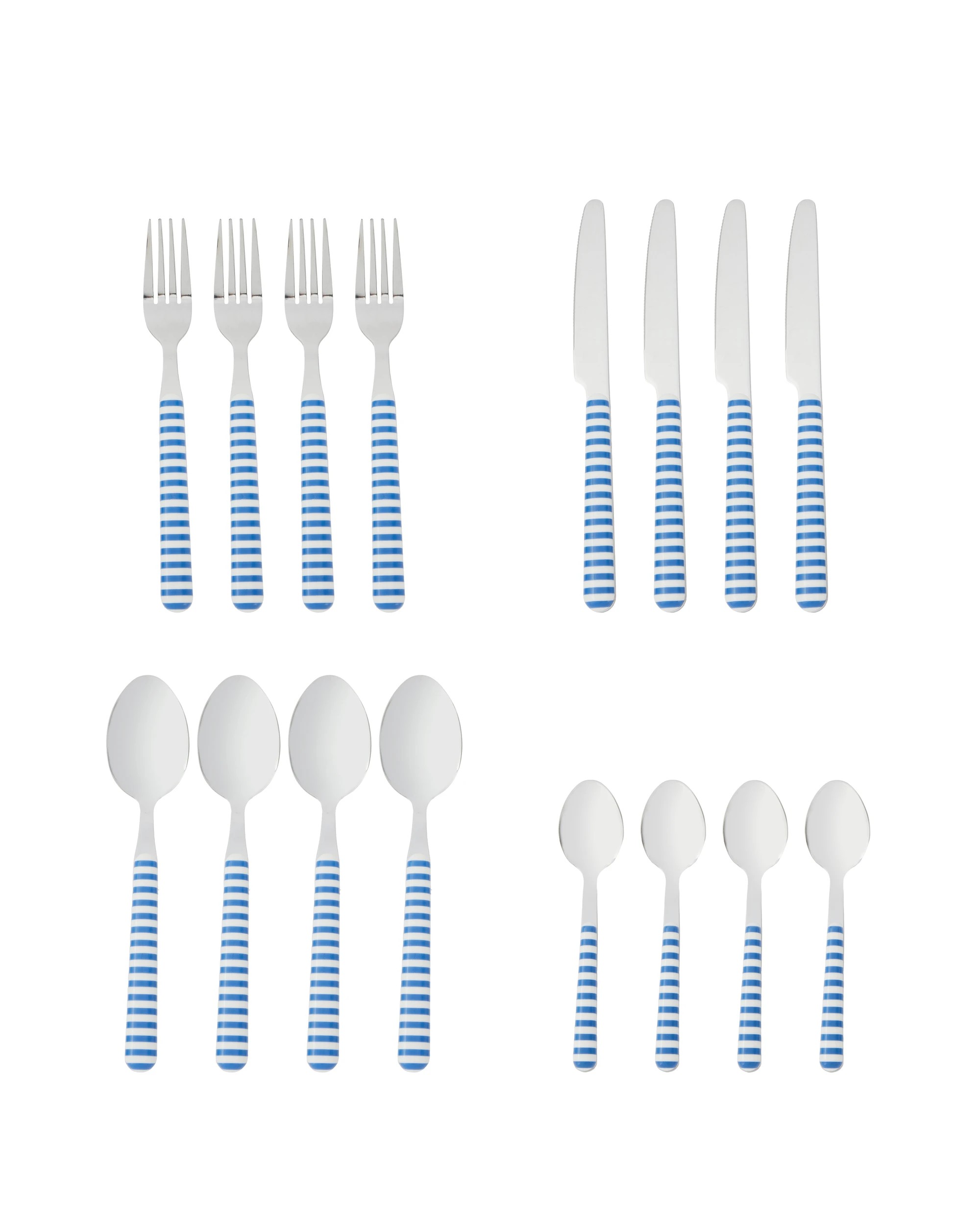 4 16 Piece Blue Stripe Cutlery Set, 4 of 6