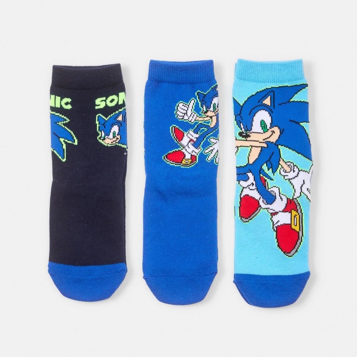 1 3 Pack Sonic The Hedgehog License Crew Socks Sonic, 1 of 3