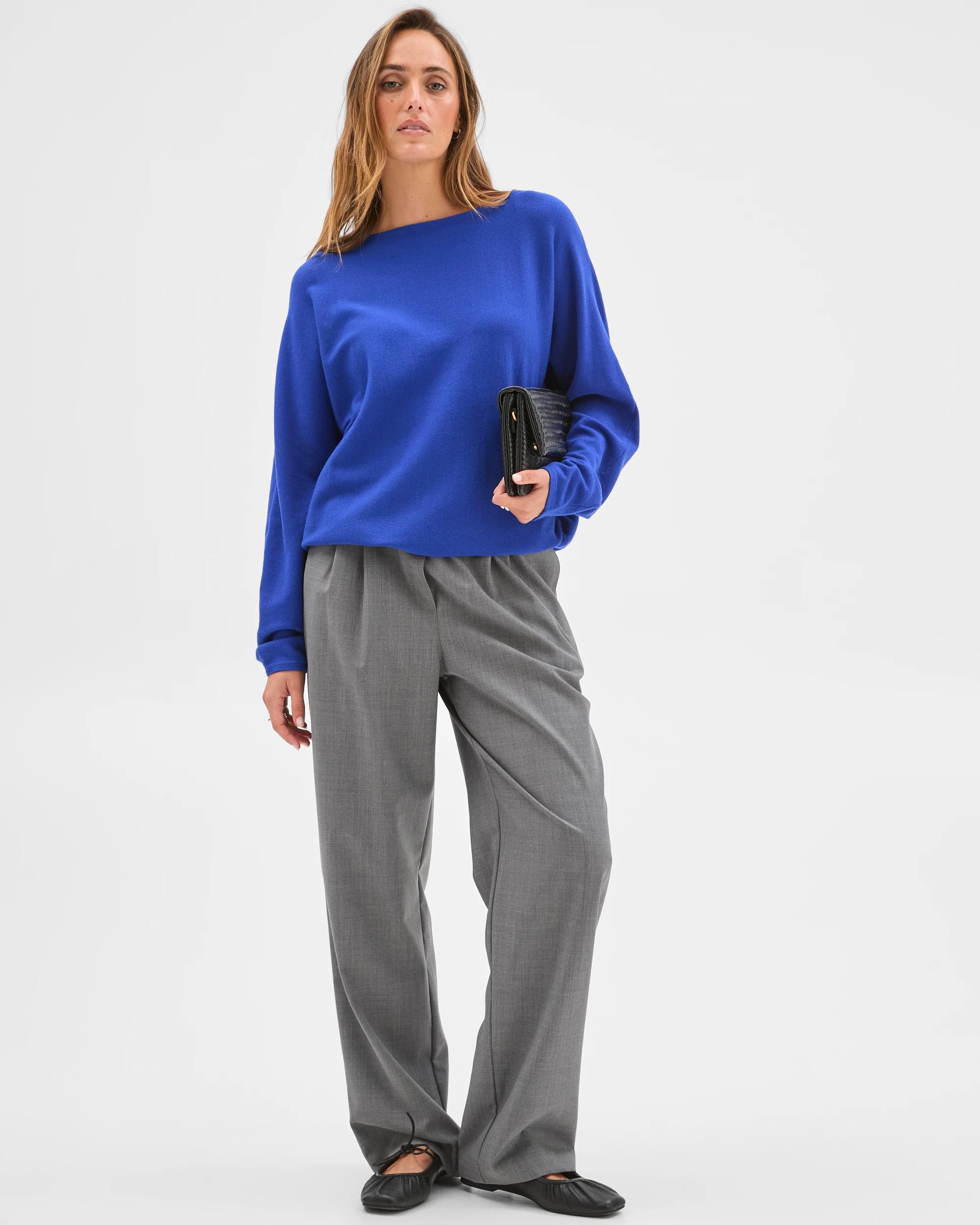 2 Preview Dolman Sleeve Boat Neck Knit Jumper COBALT, 2 of 6