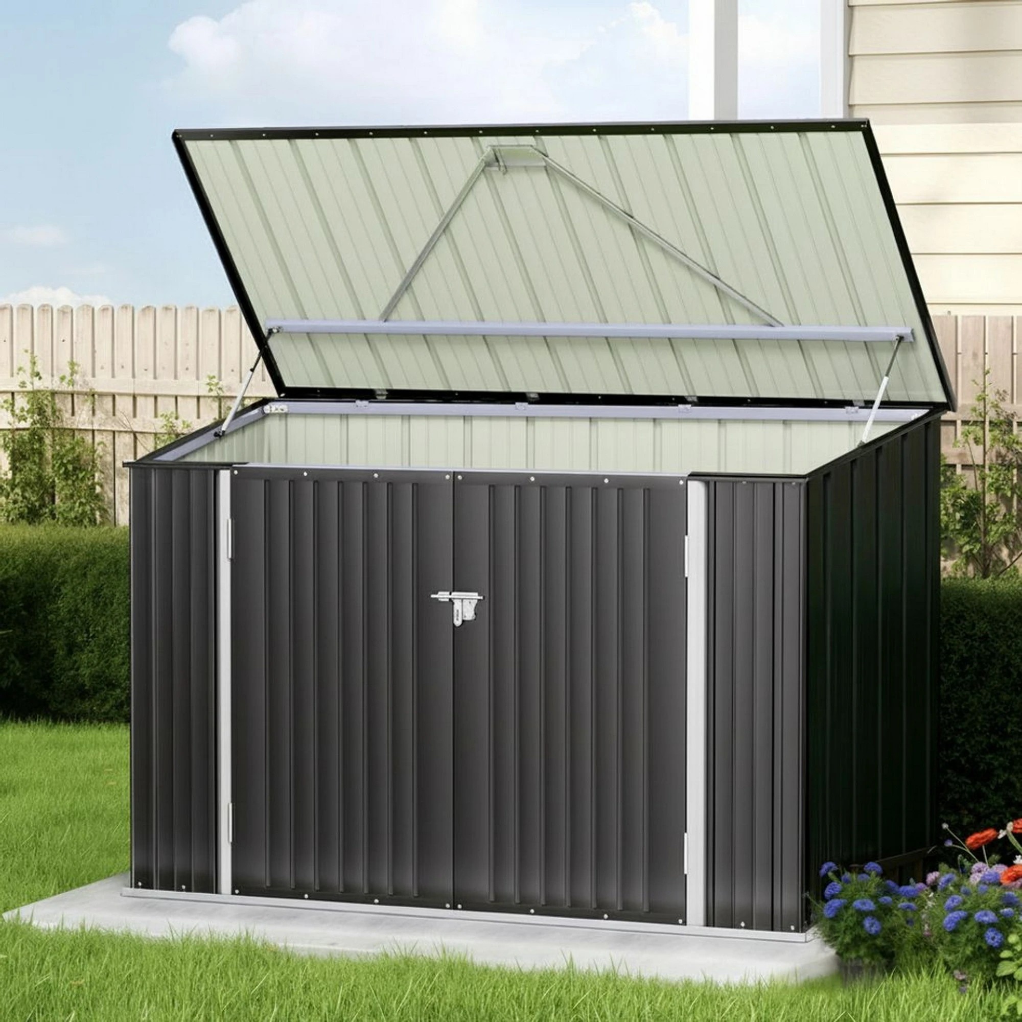 2 Giantz Garden Shed Bike Sheds Outdoor Storage Tool Workshop House Shelter Double Door - Black, 2 of 7