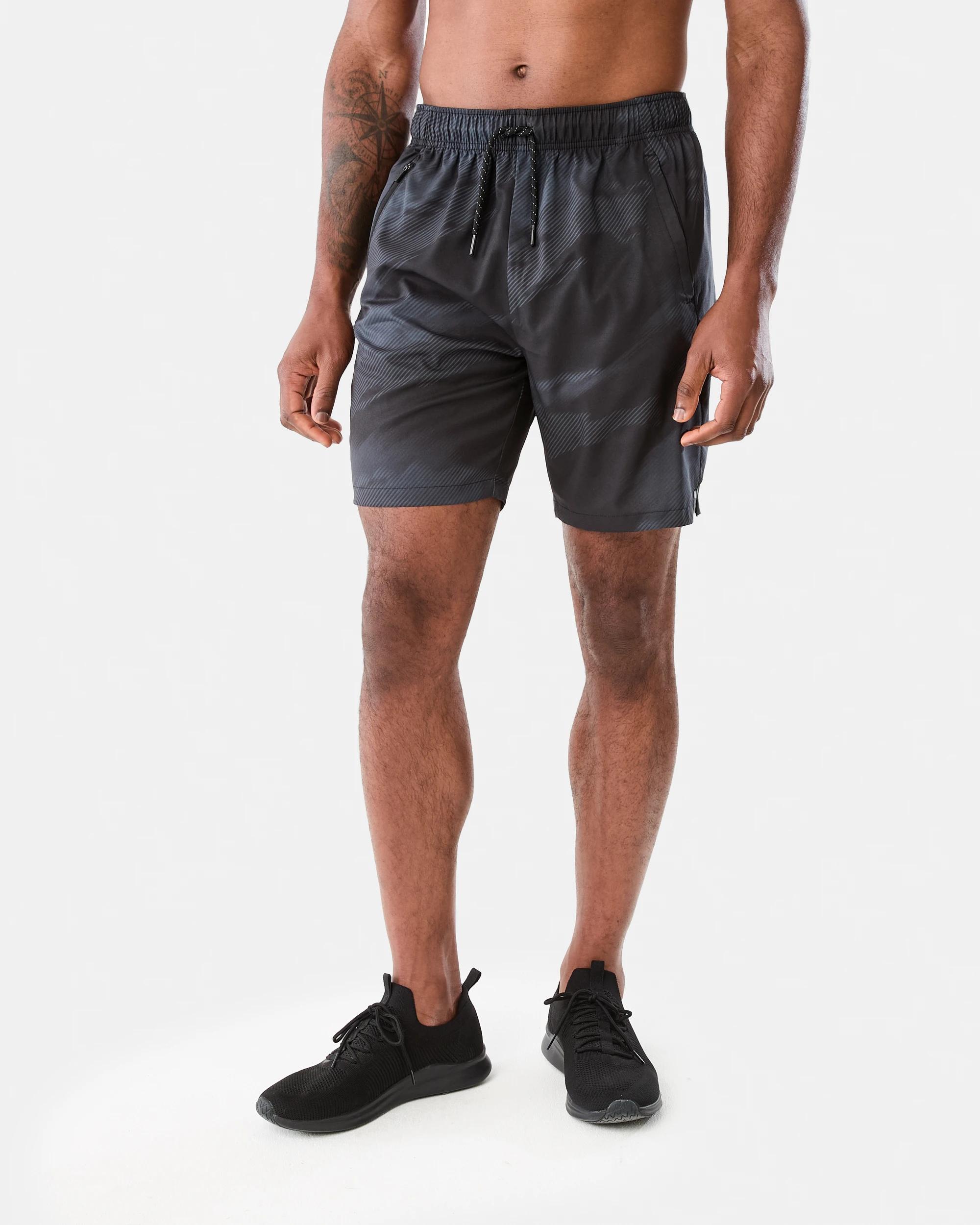 7 Active Mens Movement Print Shorts Blaze Blk, 7 of 7