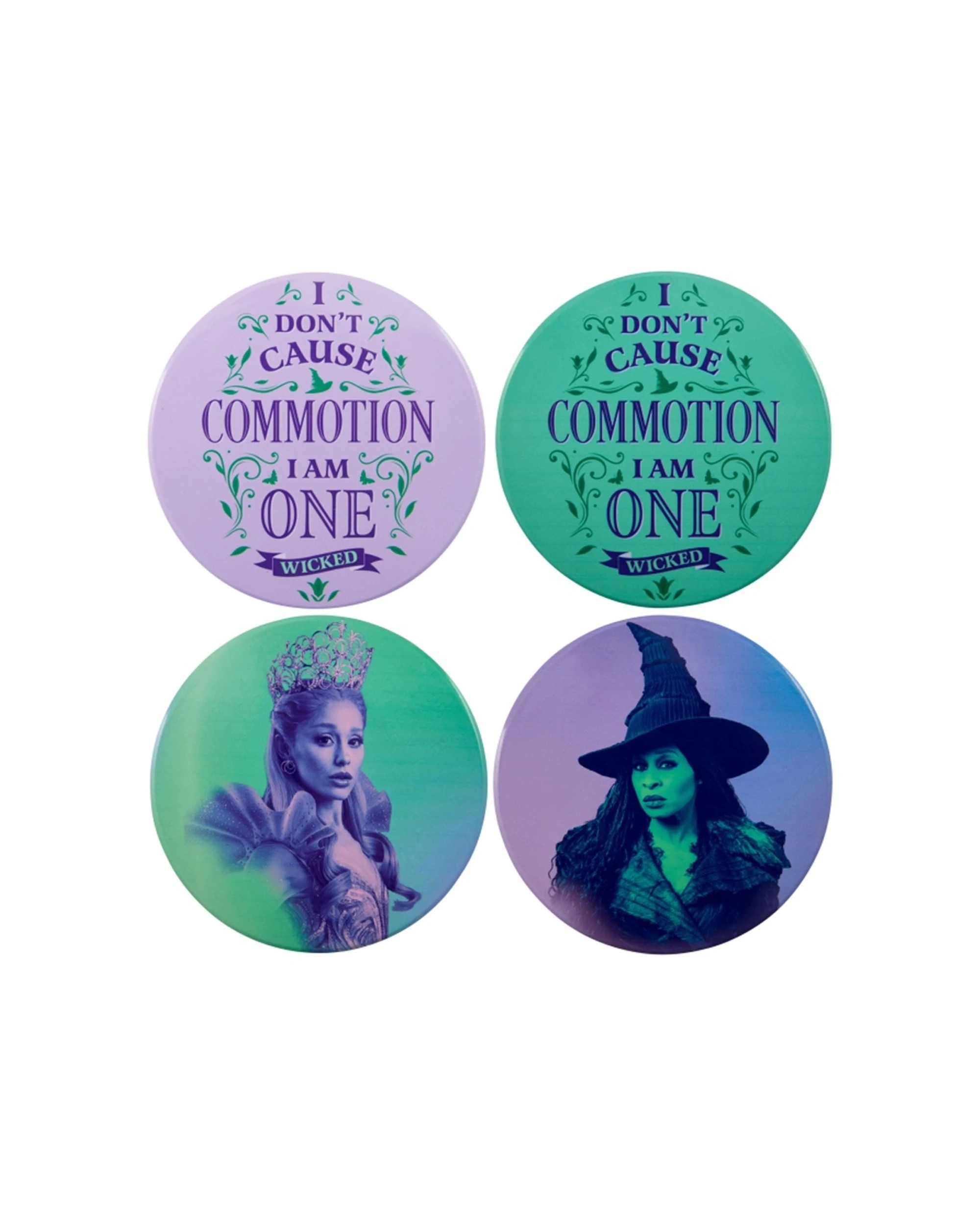 1 Maxwell And Williams Wicked Themed Ceramic Coasters Set 4pc 10cm Cork Backing - Multi, 1 of 1