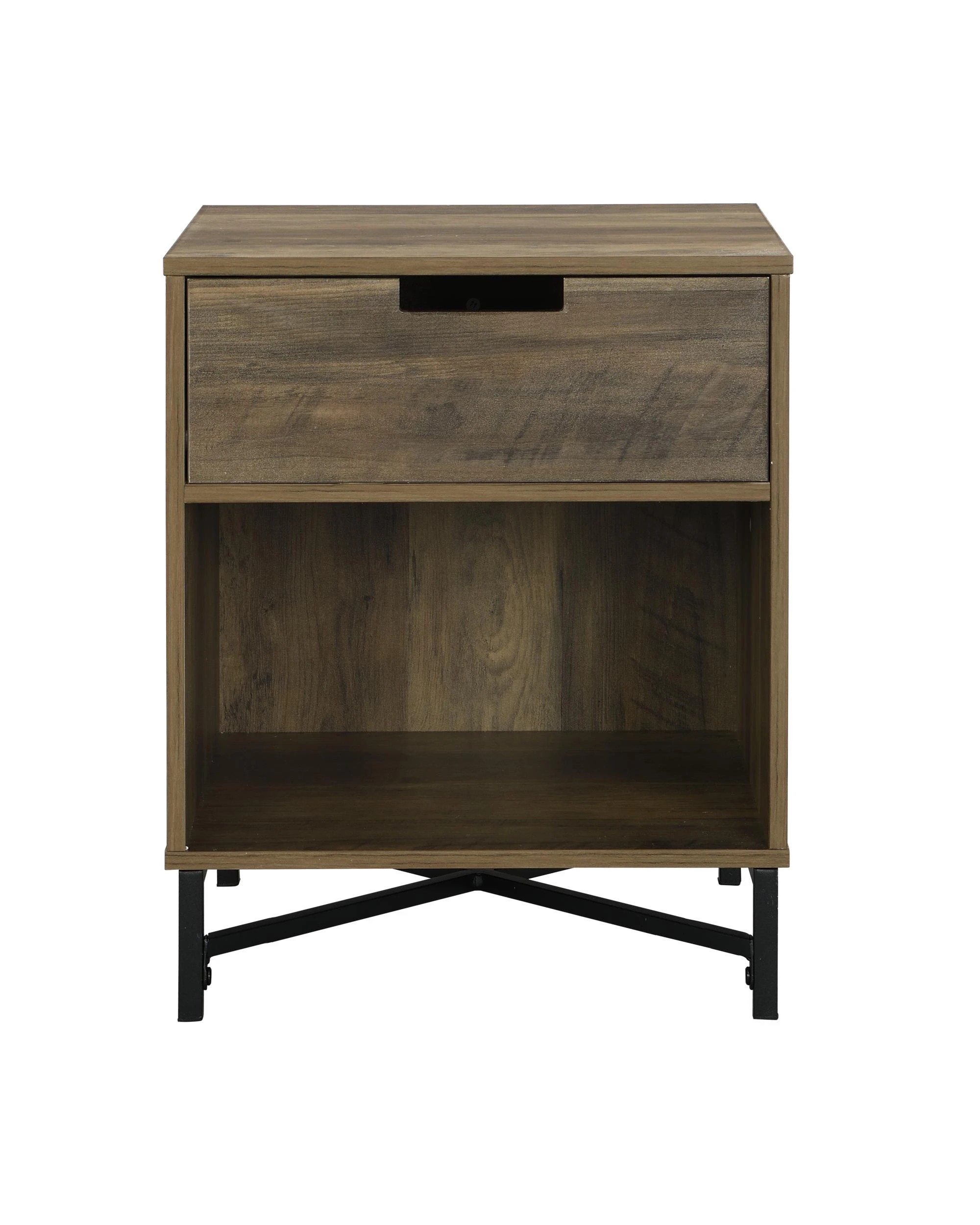 4 Kodu Bedside Table 1 Drawer Industrial Side Table Nightstand - Black, 4 of 8