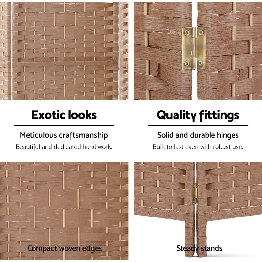 4 Artiss 8 Panel Room Divider Screen 326x170cm Woven - Natural, 4 of 7