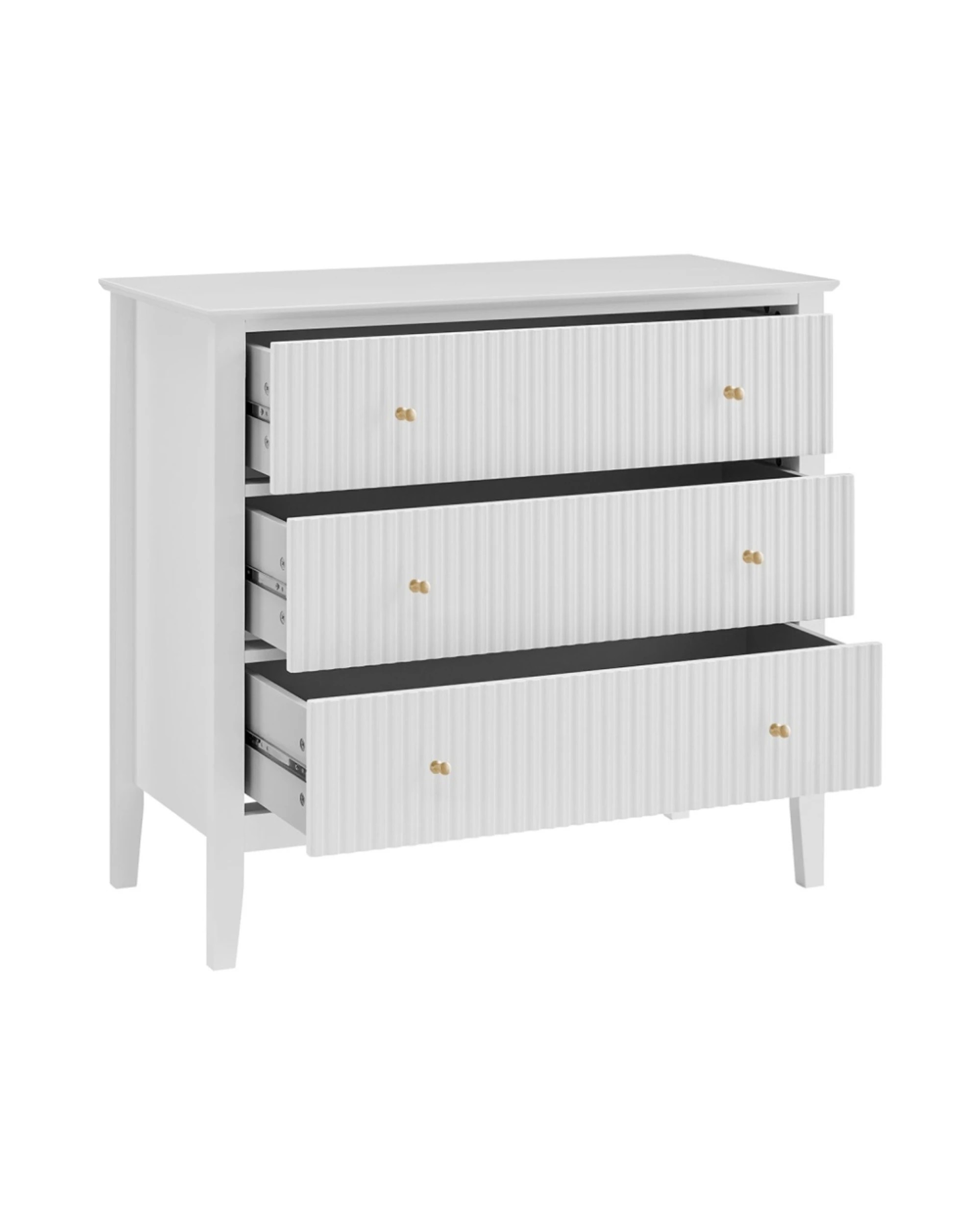 6 Alpine Bay Zara Fluted 3 drawer chest - White, 6 of 7