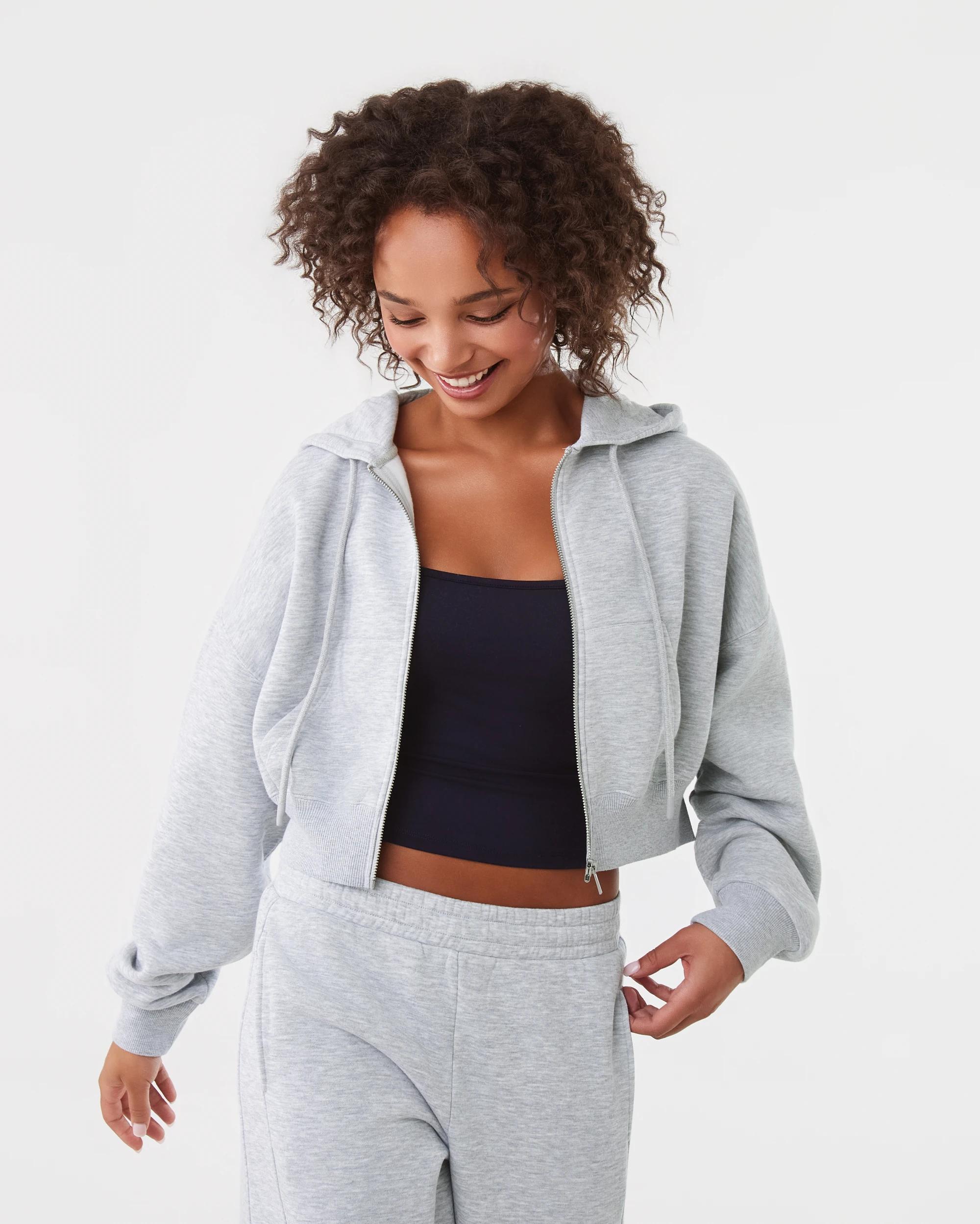 1 Crop Zip Hoodie Slvr Marle, 1 of 9