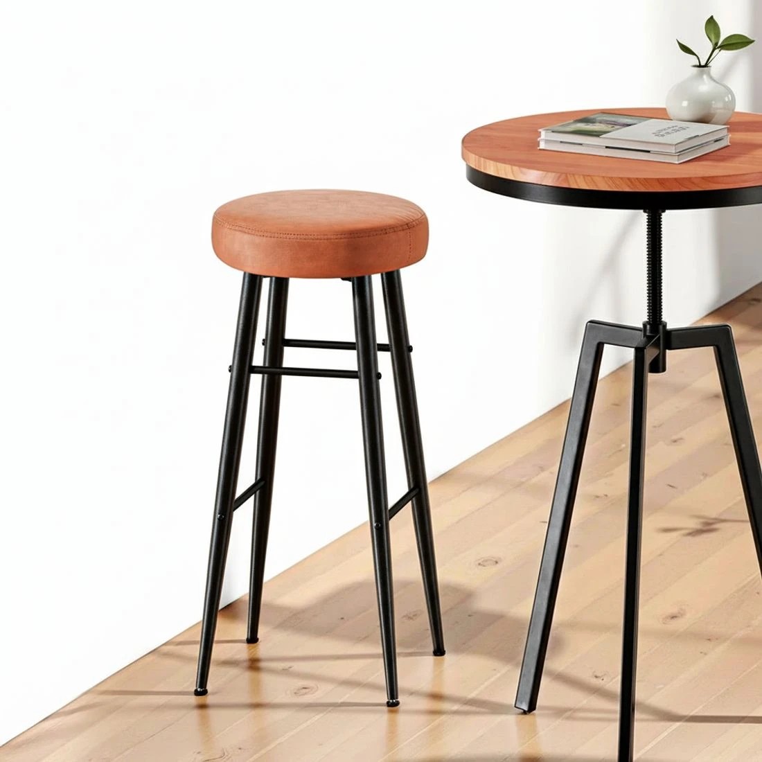 4 Artiss 4x Bar Stools Kitchen Dining Chairs Counter Round PU leather Lane - Multi, 4 of 6