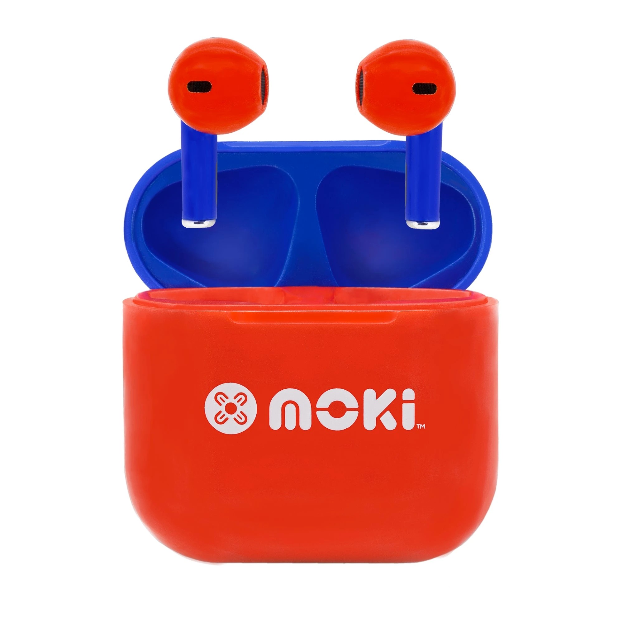 2 MokiPods Mini TWS Earphones for Kids - Volume Limited 85dB, Red/Blue - Multi, 2 of 4