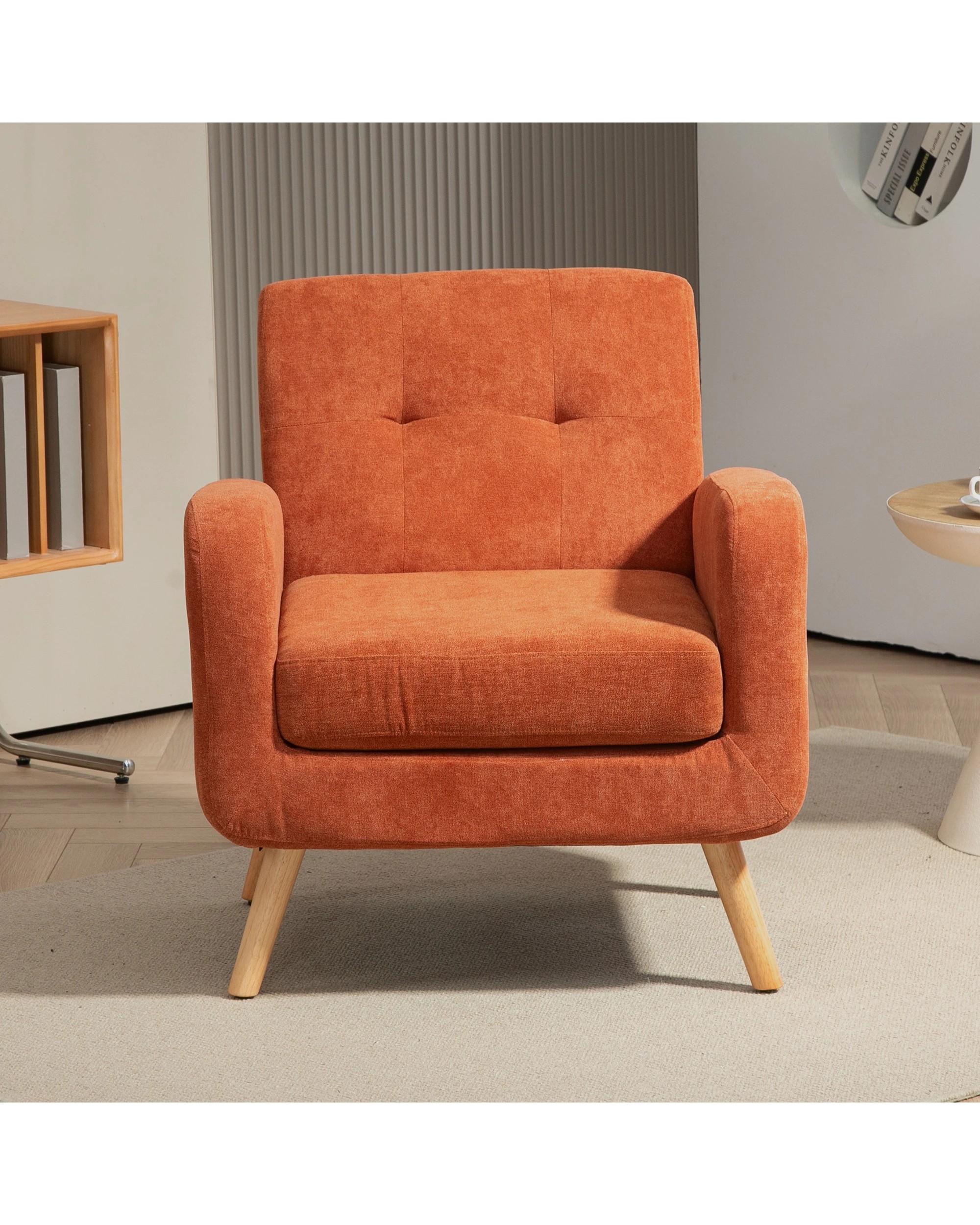 3 IHOMDEC Upholstered Tub Armchair - Orange - Orange, 3 of 10
