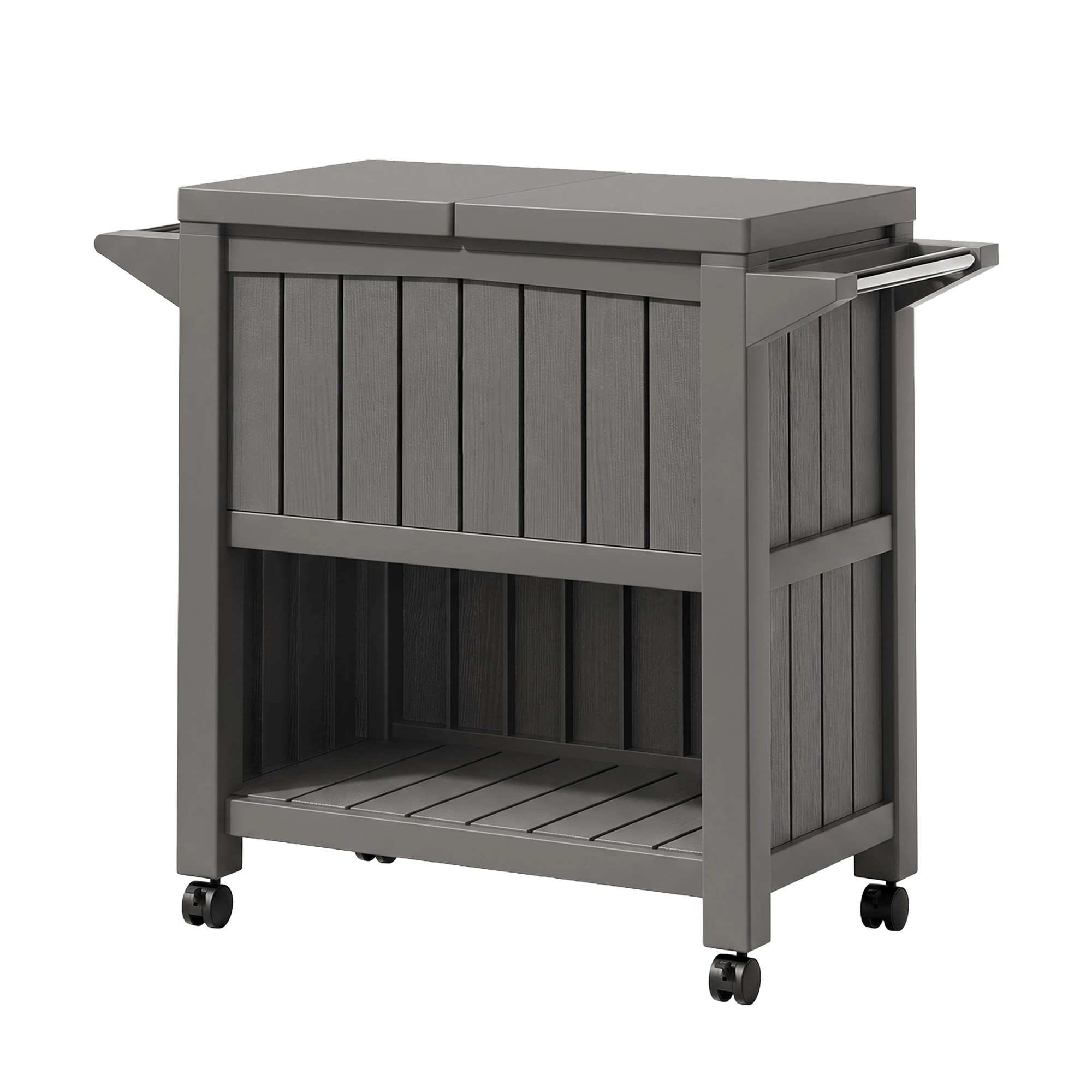 1 Gardeon Outdoor Storage Cabinet Box 80L Ice Bucket Cooler Rolling Serving Cart Kitchen Trolley - Brown, 1 of 7