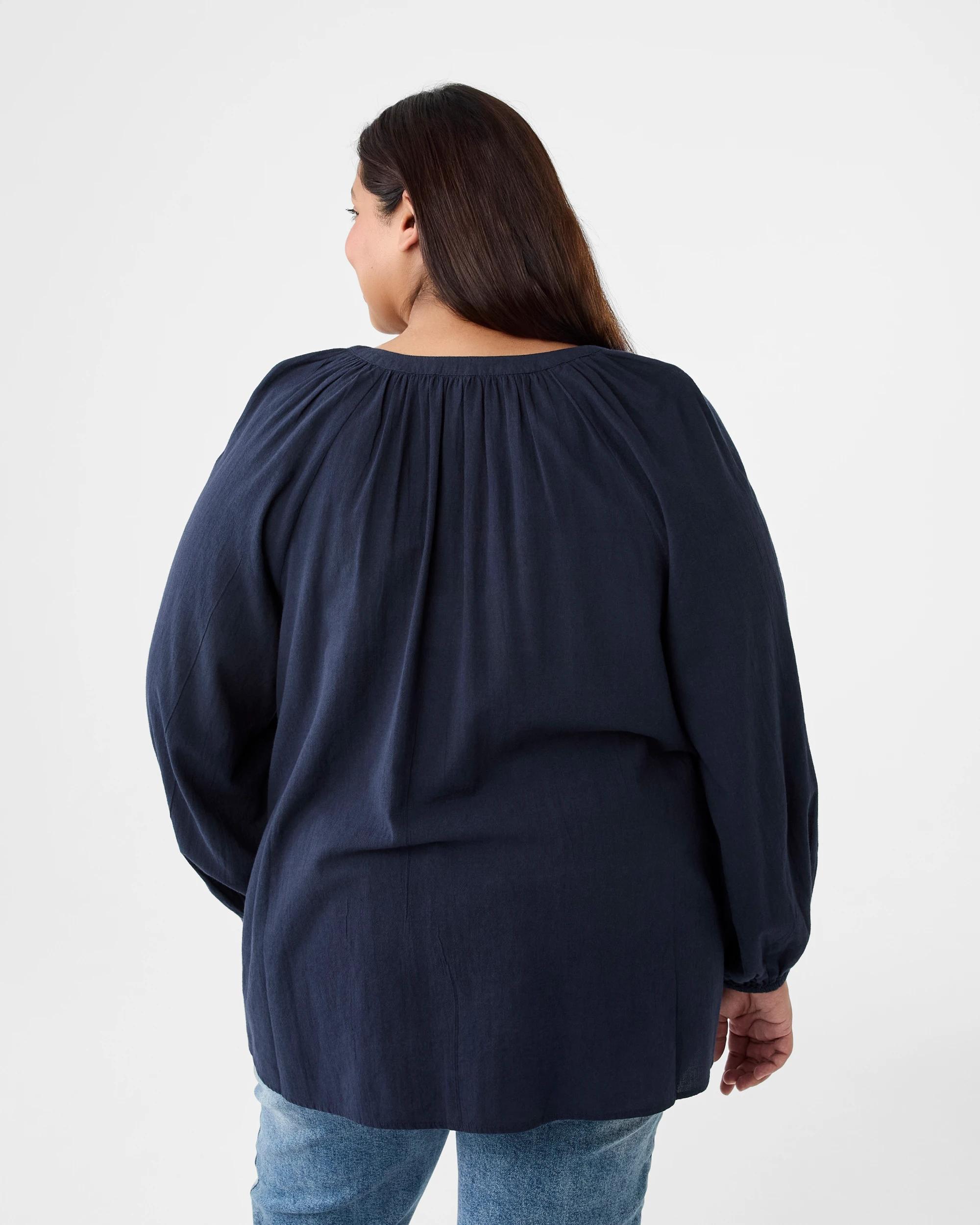 3 Curve Long Sleeve Embroidered Front Top Navy Blaze, 3 of 6