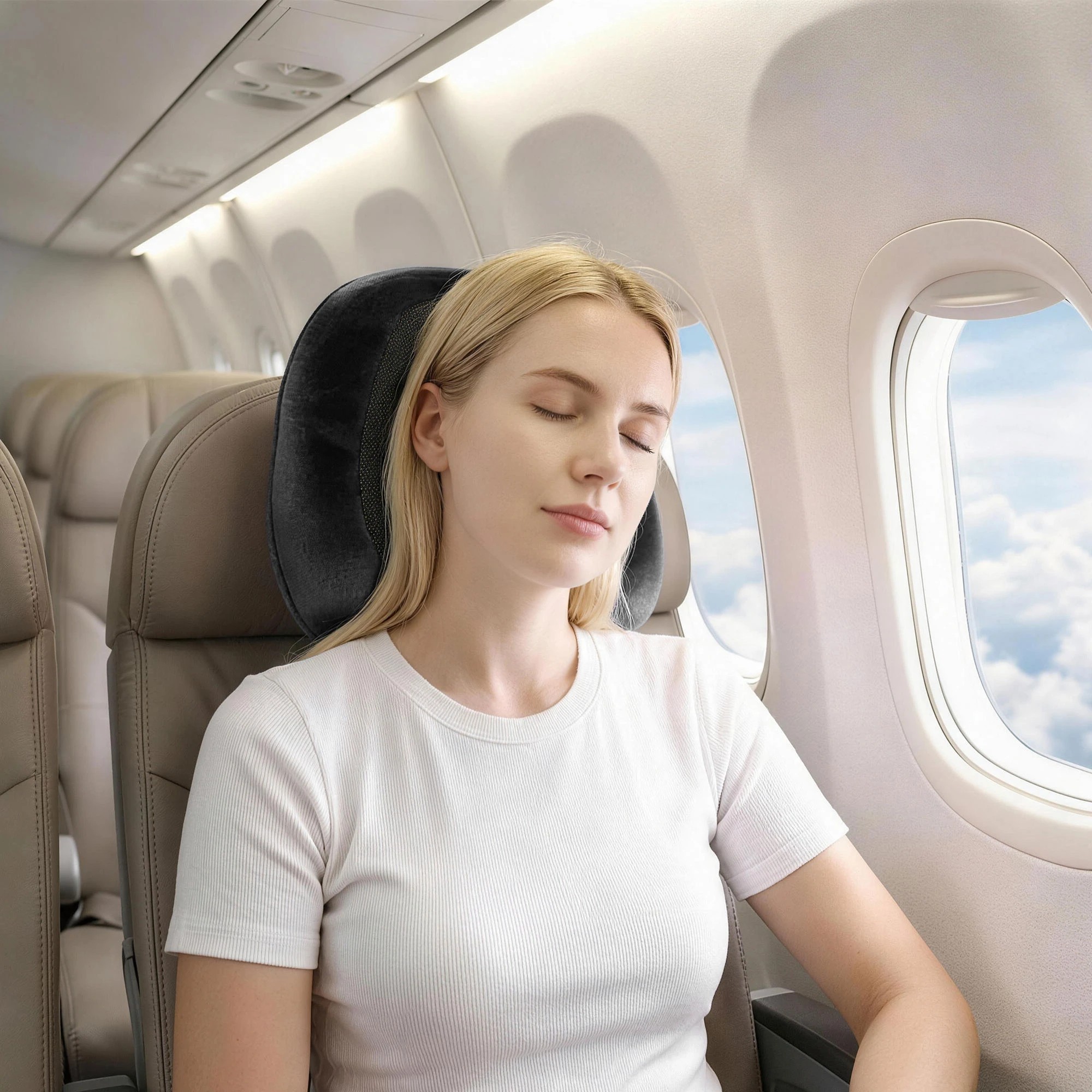 4 Wanderlite Travel Pillow for Airplanes Memory Foam Neck Pillows with Storage Bag - Grey, 4 of 5