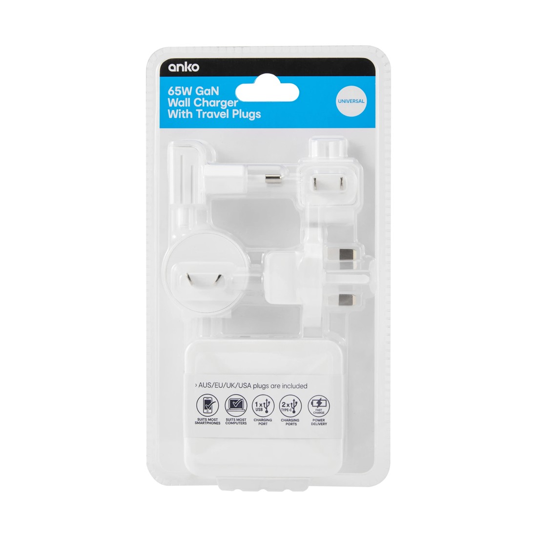 6 65W Travel Wall Charger - White, 6 of 6