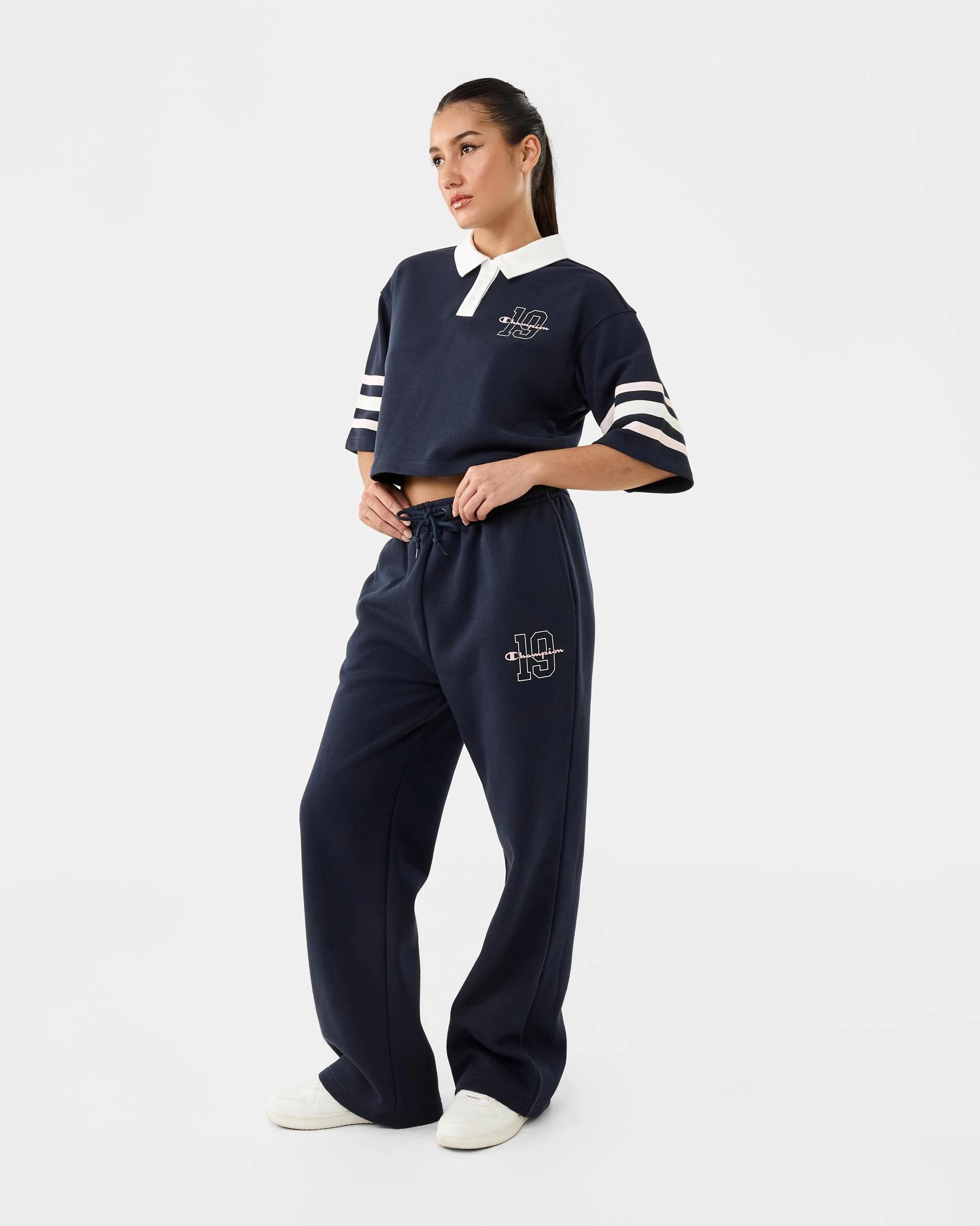 3 Champion Varsity Womens Wide Trackpants Navy, 3 of 7