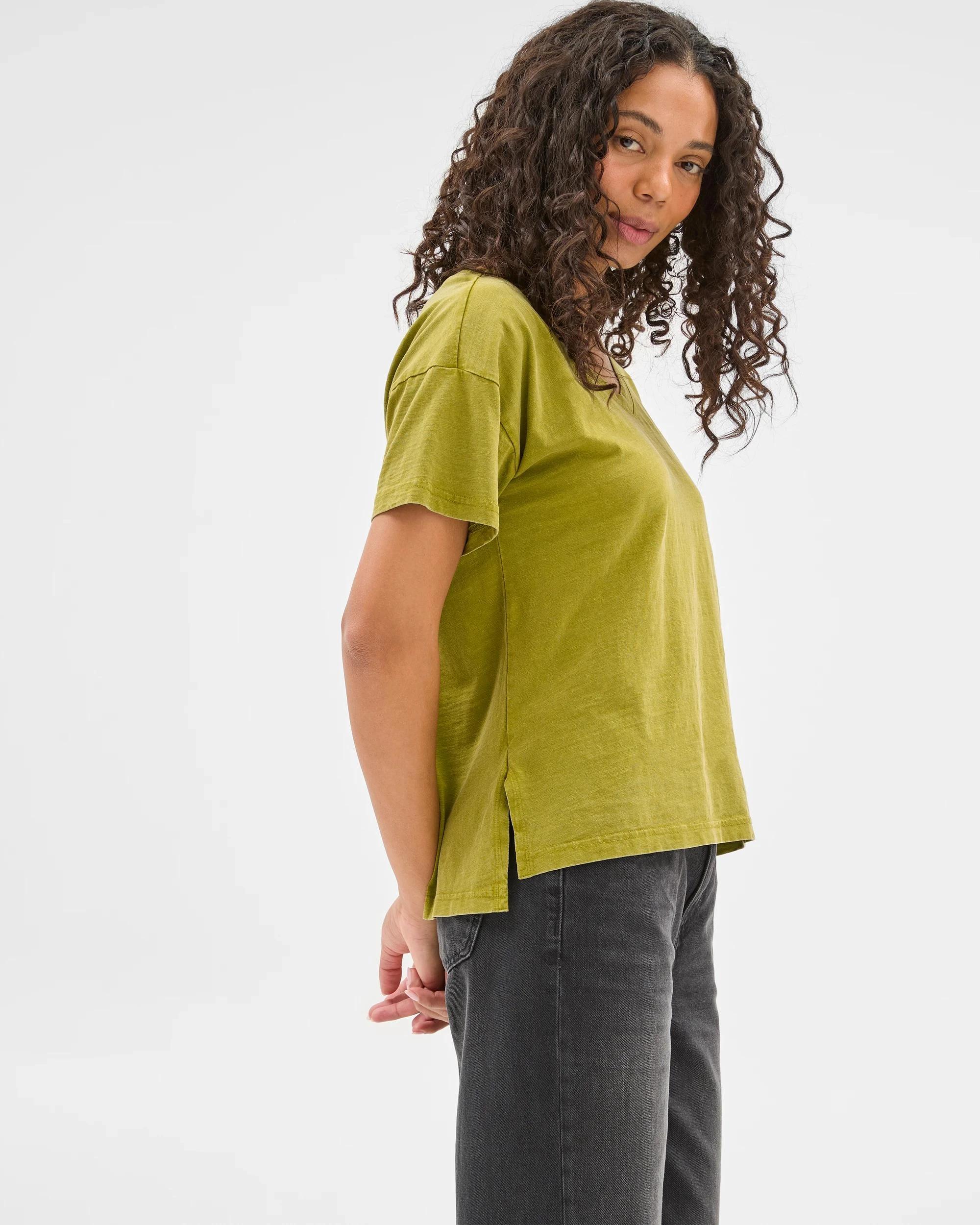 4 Target Australian Cotton Relaxed Slub V-Neck T-Shirt PARROT GREEN, 4 of 6