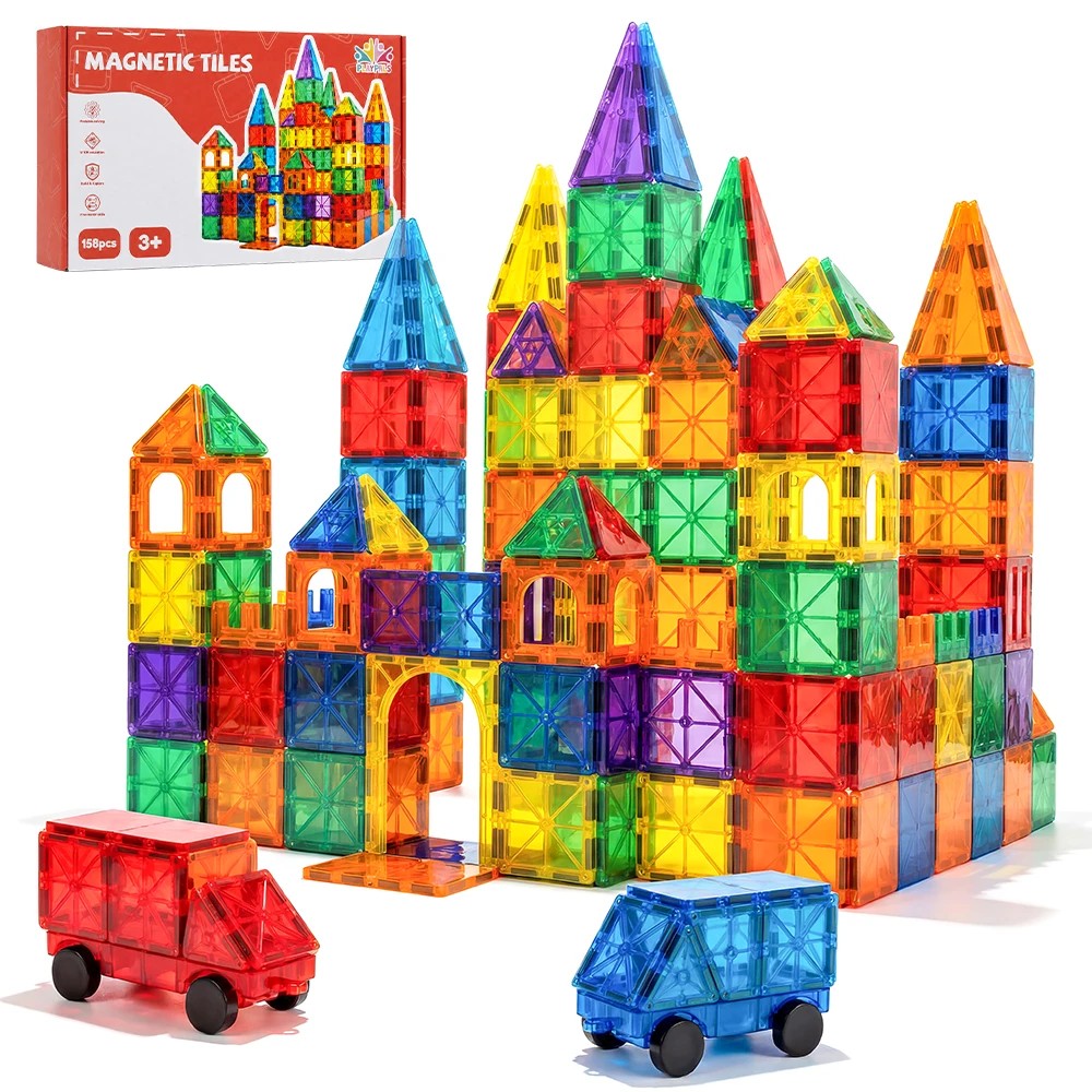 1 Playpals Kids Magnetic Tiles Blocks Building Educational Toys Child Gift 158PCS - Multi, 1 of 3