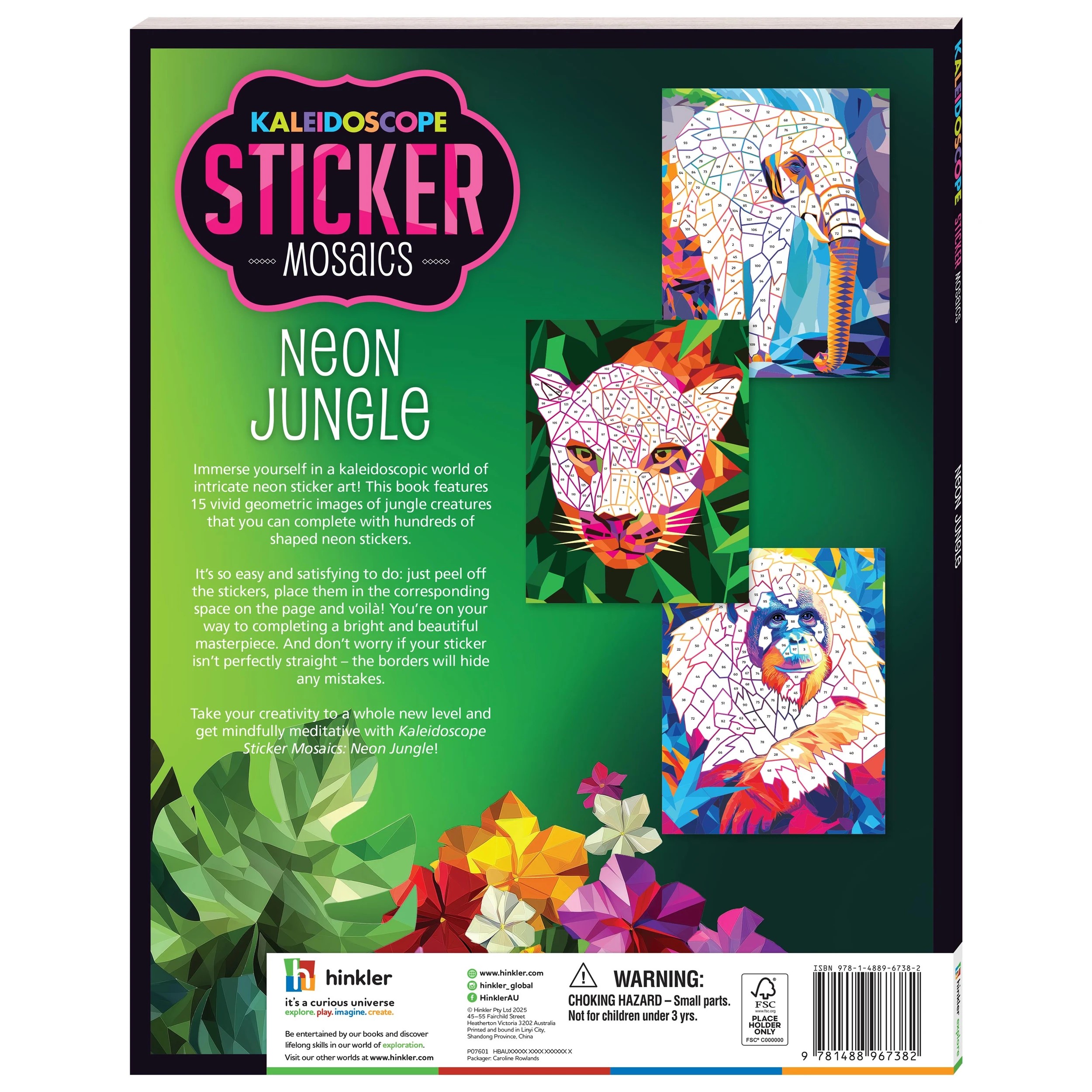 2 Kaleidoscope Sticker Mosaics: Neon Jungle​ - Book, 2 of 5