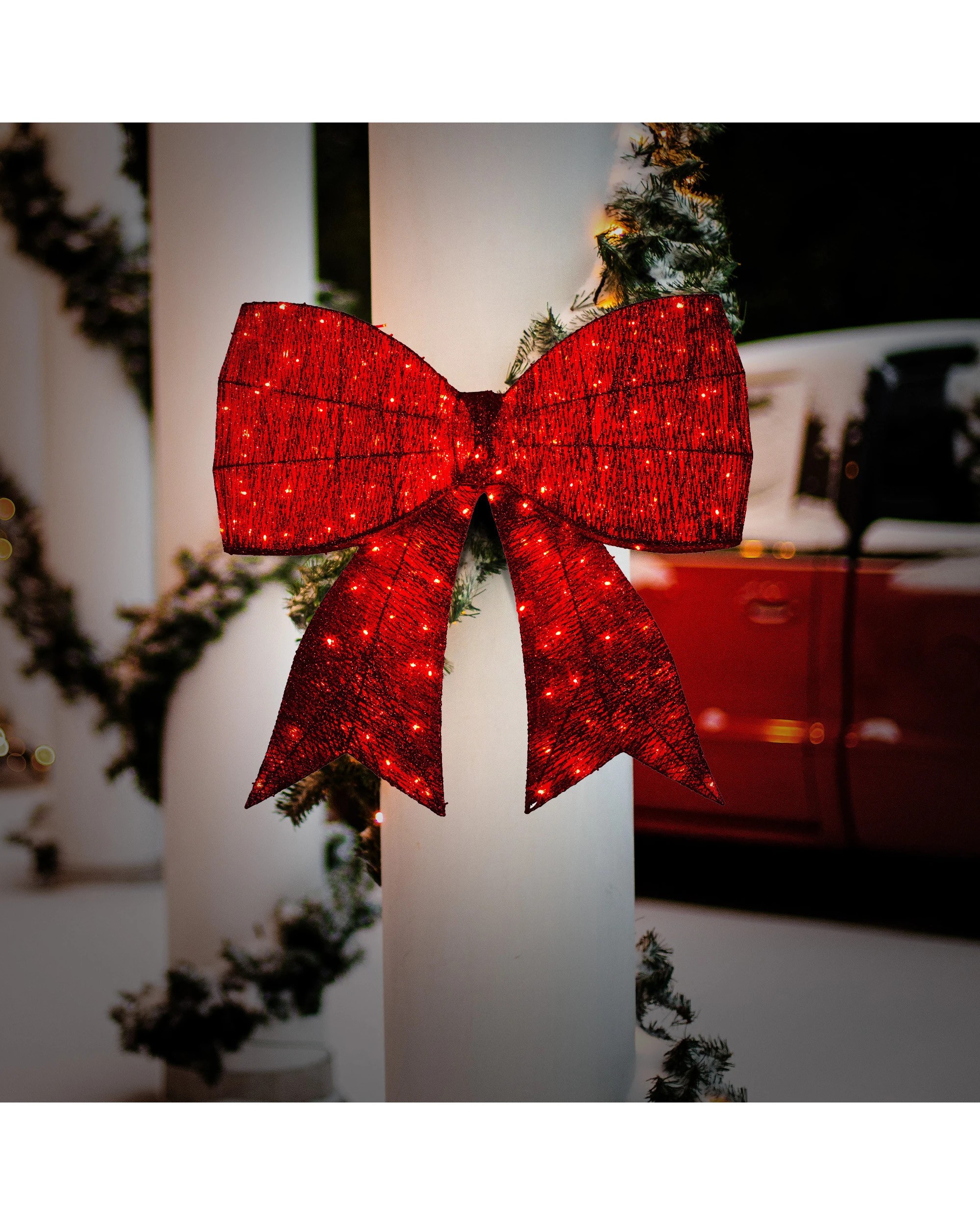 6 Christabelle Christmas Display Bow 91cm With Led And Twinkle Lights 5 Functions Decoration Ornament, 6 of 7