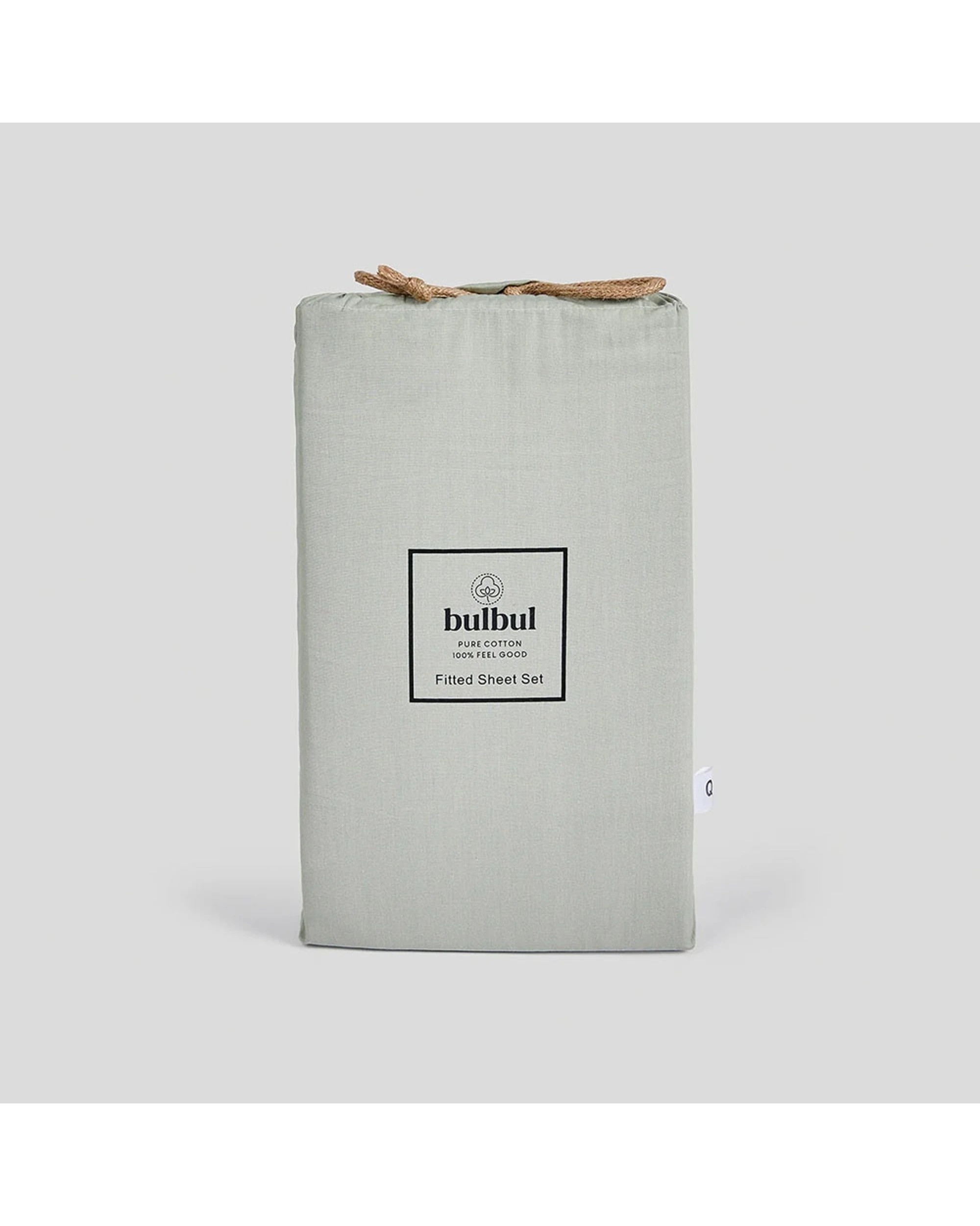 3 Bulbul Home Fitted Sheet & Pillowcase Bedding Set Desert Sage 375TC - Queen Bed - Green, 3 of 5