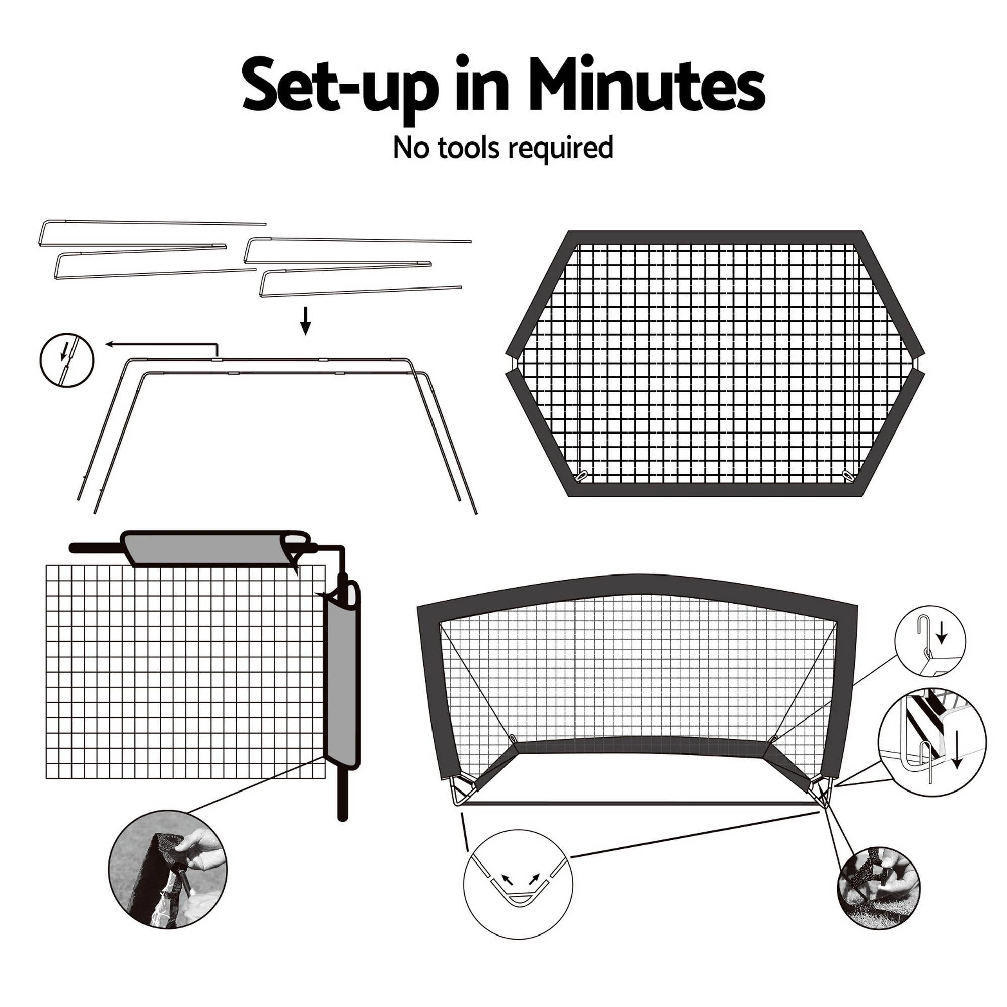 8 Everfit 2m Football Soccer Net Portable Goal Net Rebounder Sports Training - Yellow, 8 of 8