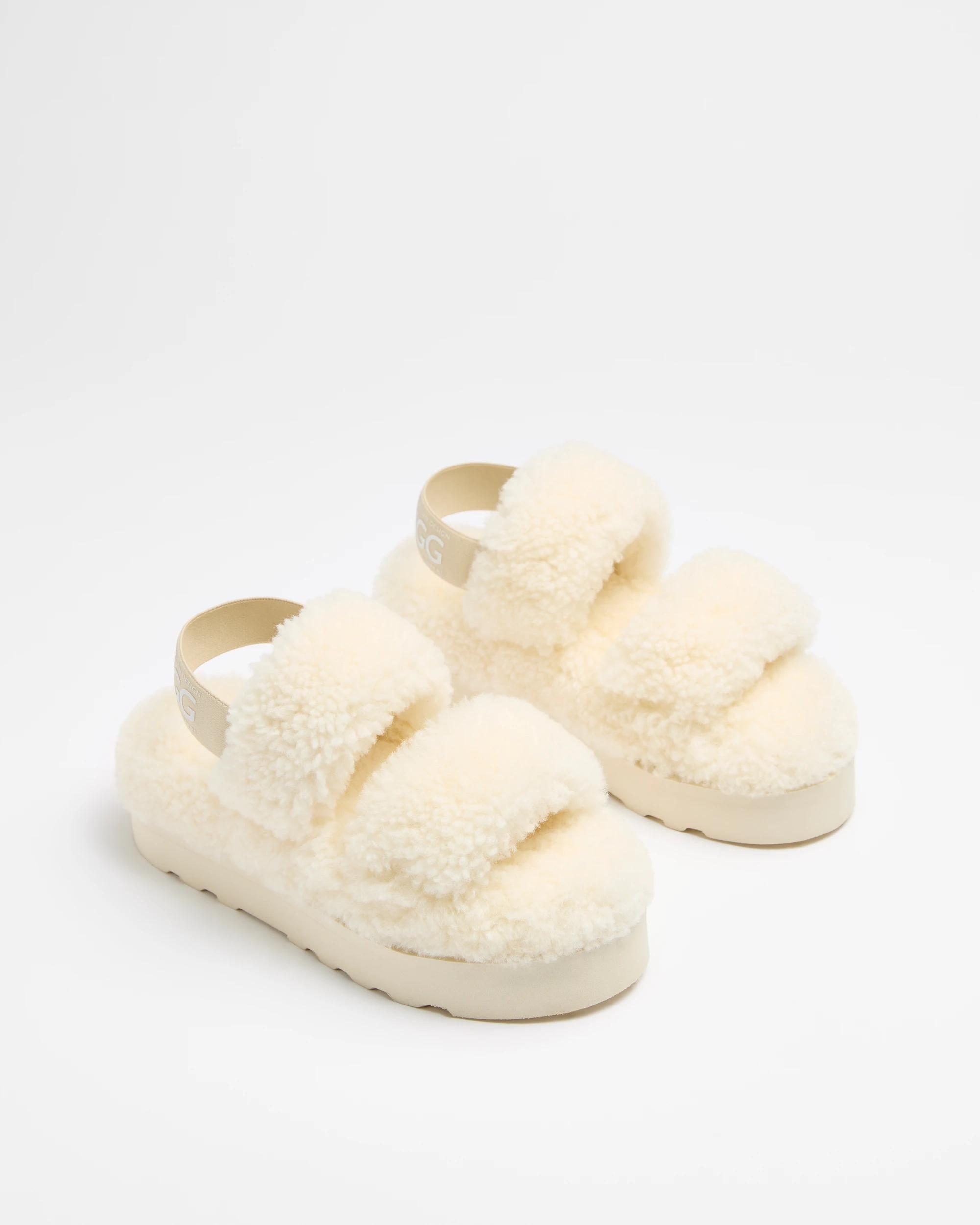 2 Australian Design Ugg Boots and Slippers Womens Genuine Sheepskin Double Strap Sling Back Slipper IVORY, 2 of 3